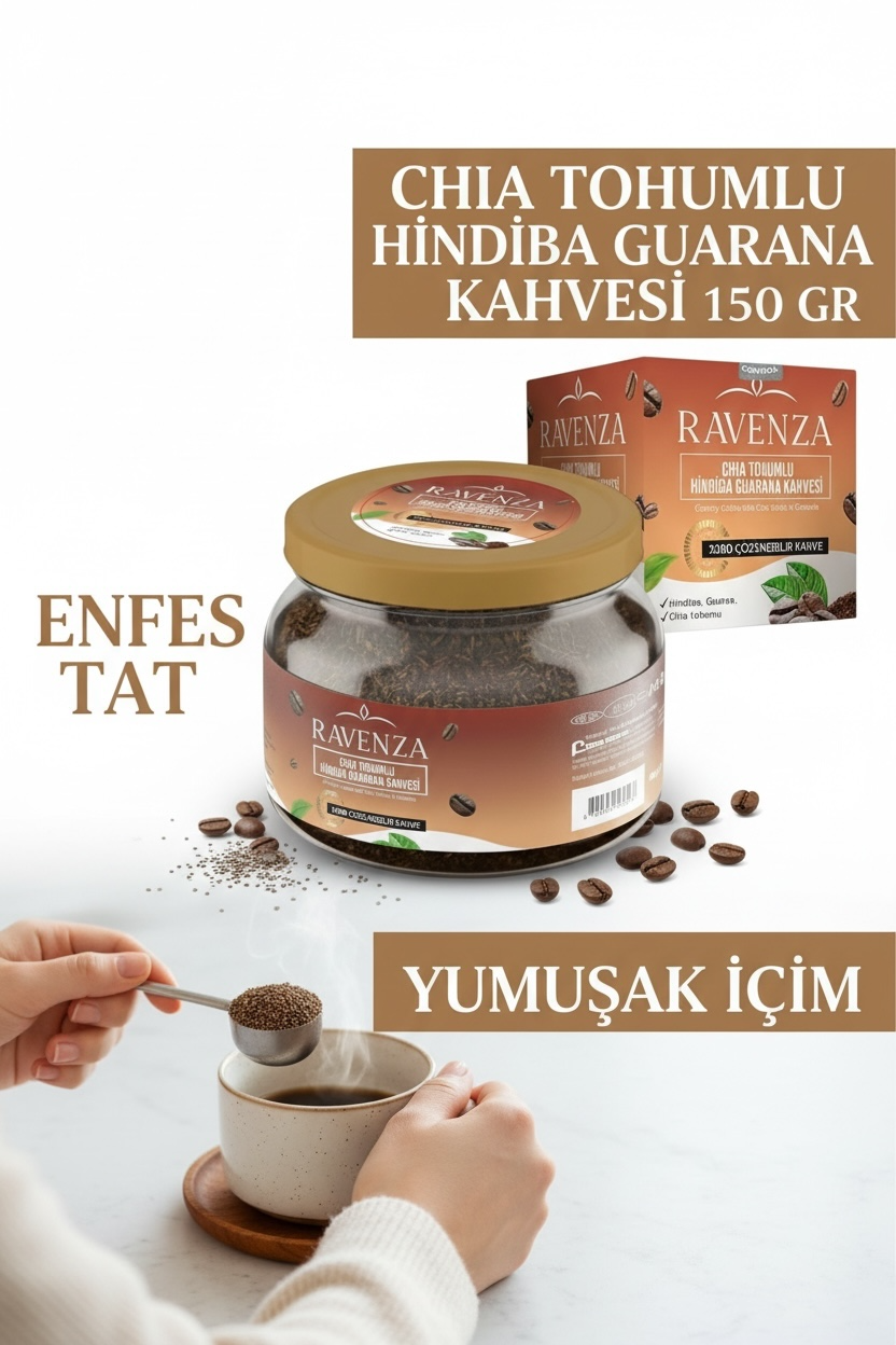 Ravenza Chicory (Hindiba) Koffie met Chiazaad & Guarana - Oploskoffie - 150 g