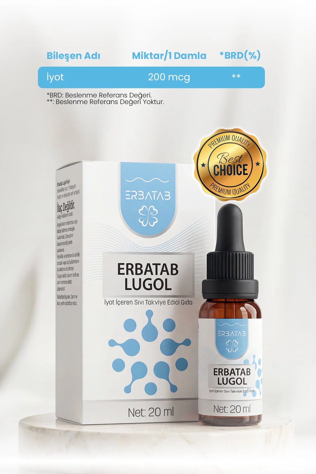 ERBATAB Druppels Lugol Jodium 2% - 20 ml