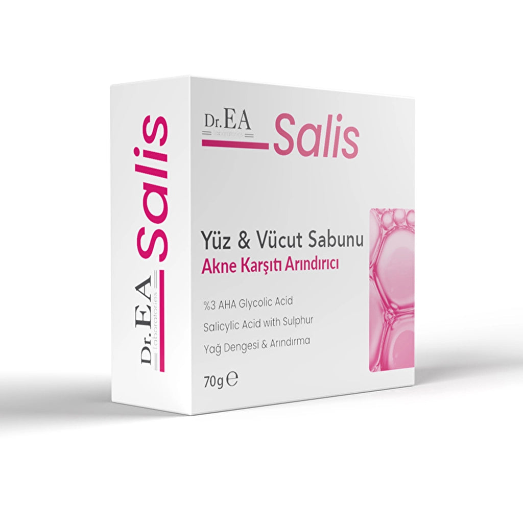 Dr. EA Salis Cleansing Face & Body Soap – Voor Onzuivere Huid – Met 3% AHA Glycolic Acid, Salicylic Acid & Sulphur – 70 g