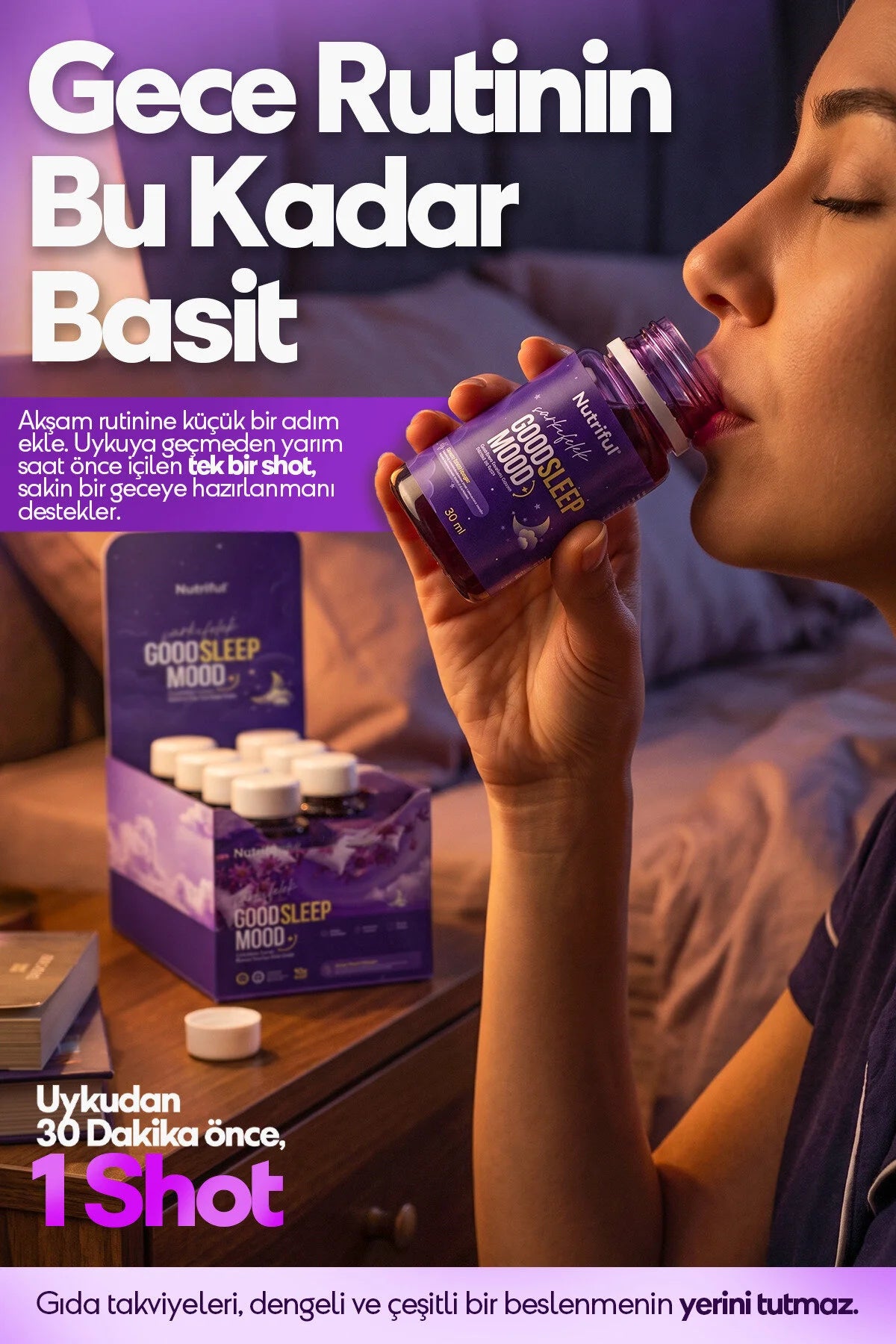 Nutrifull Good Sleep Mood – Kruiden Shot met Passiebloem, Valeriaan & Citroenmelisse – Bosvruchtensmaak – 10 x 30 ml