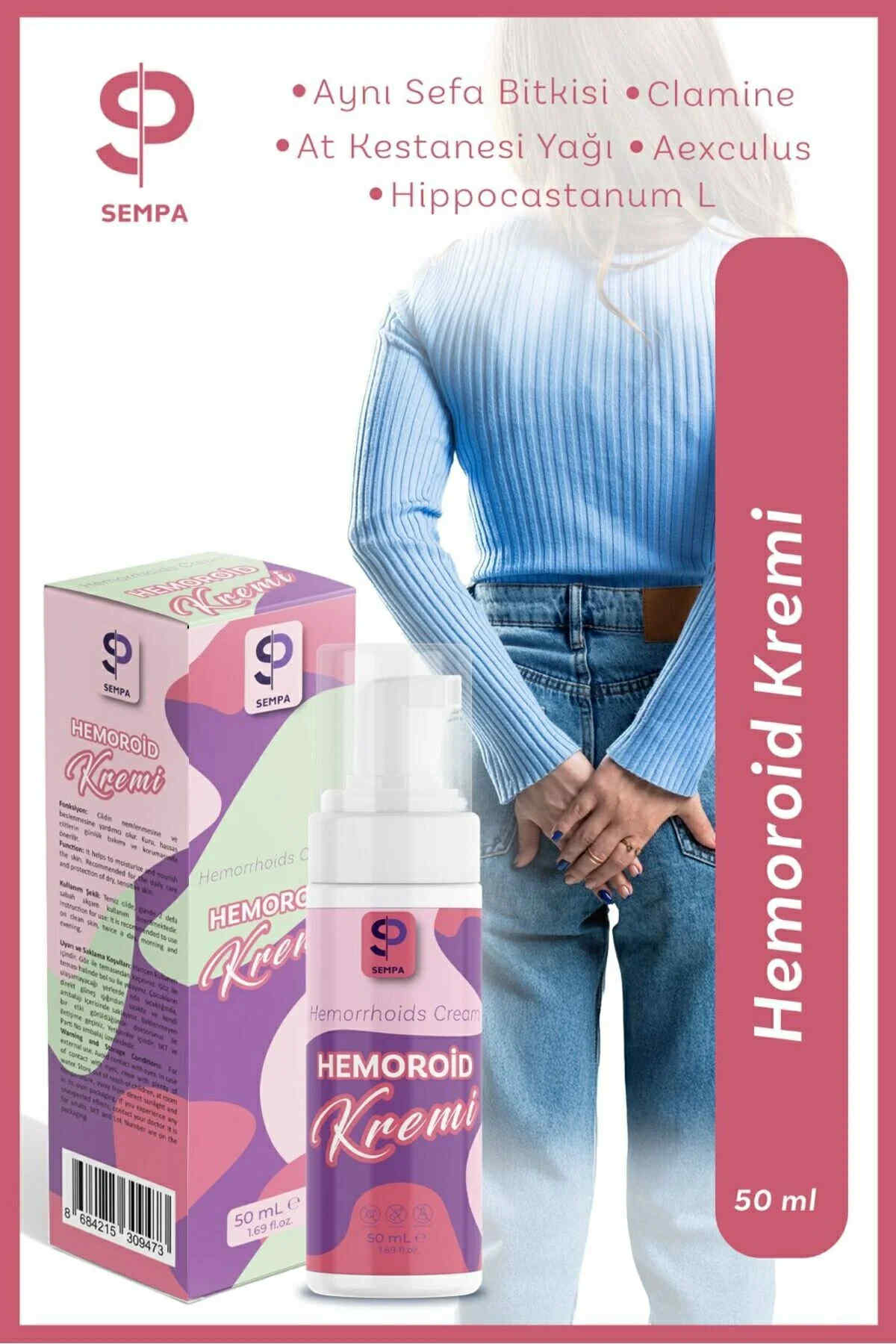 Sempa Hemorrhoids Cream (Hemoroid Kremi) - Verzachtende en ondersteunend Aambeiencrème met Natuurlijke Extracten - Kalmeert & Hydrateert de gevoelige huid - 50 ml
