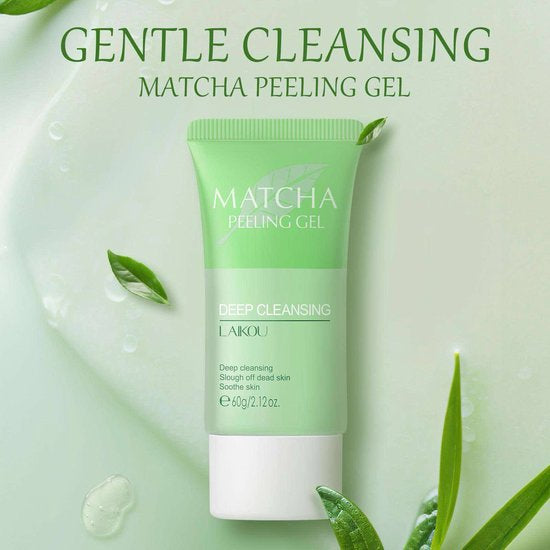 Laikou - Matcha Gezichtsscrub Exfoliërende Gel - Natuurlijke exfoliërende reiniger - Hydraterende lichaamsscrub - Diepe reiniging voor een droge huid - Mee-eters & acne-gezichtspeelinggel - Voor Alle Huidtypen - 60 g