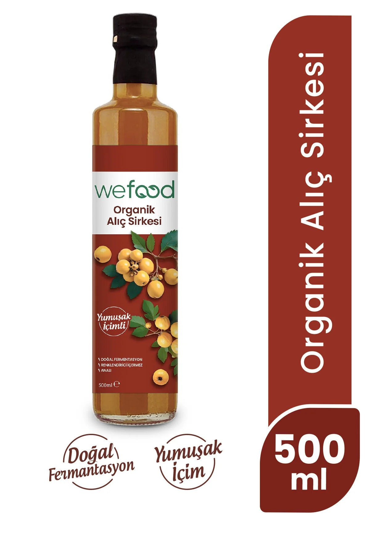 Wefood Meidoornazijn – 100% Alıç Sirkesi – Natuurlijk Gefermenteerde Meidoornazijn – 500 ml