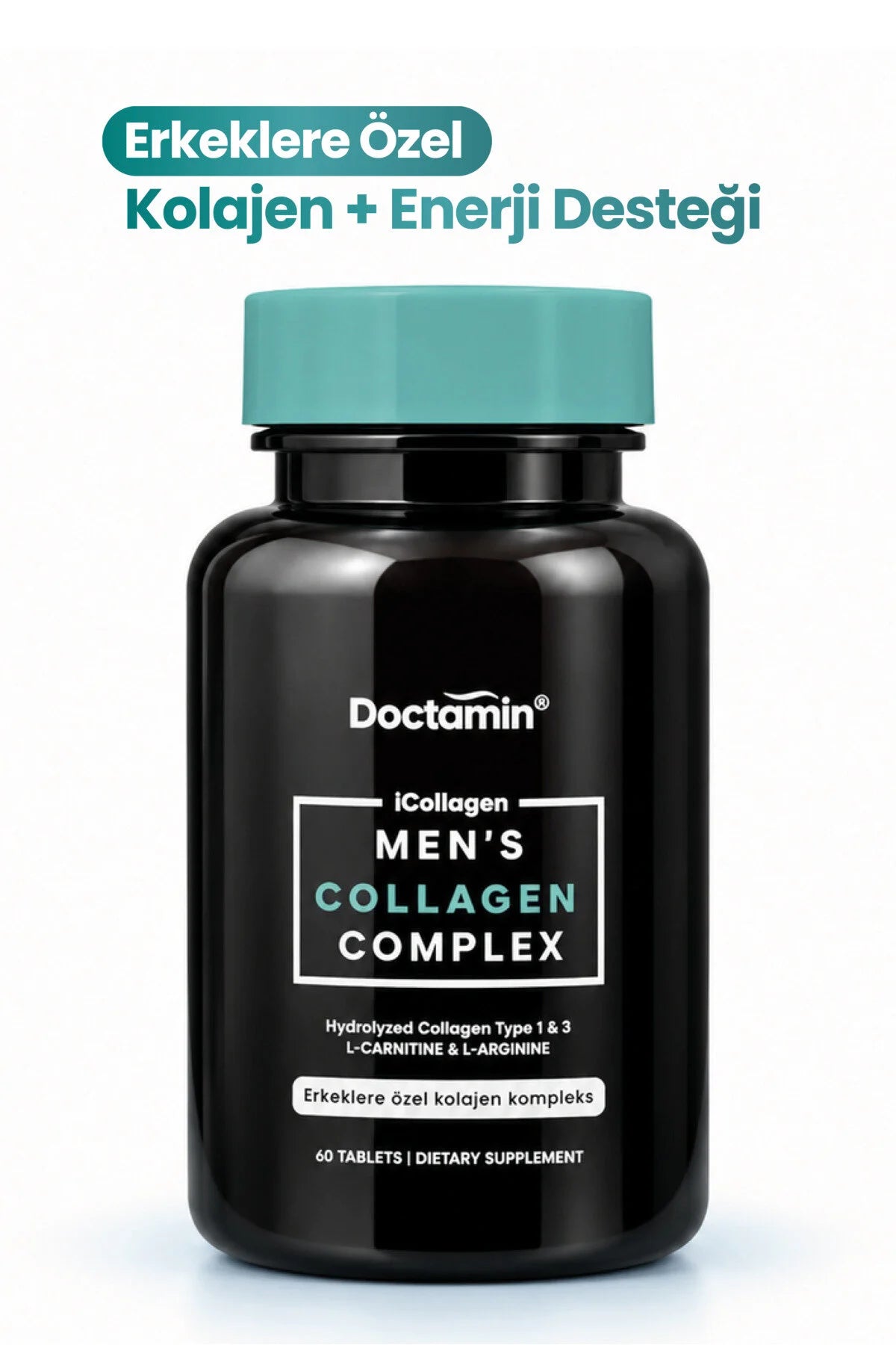 Doctamin iCollagen Men's Collagen Complex – Collageen Type 1 & 3 met Vitamine C, L-Carnitine, L-Arginine, Zink & Biotine – Voor Mannen – 60 Tabletten
