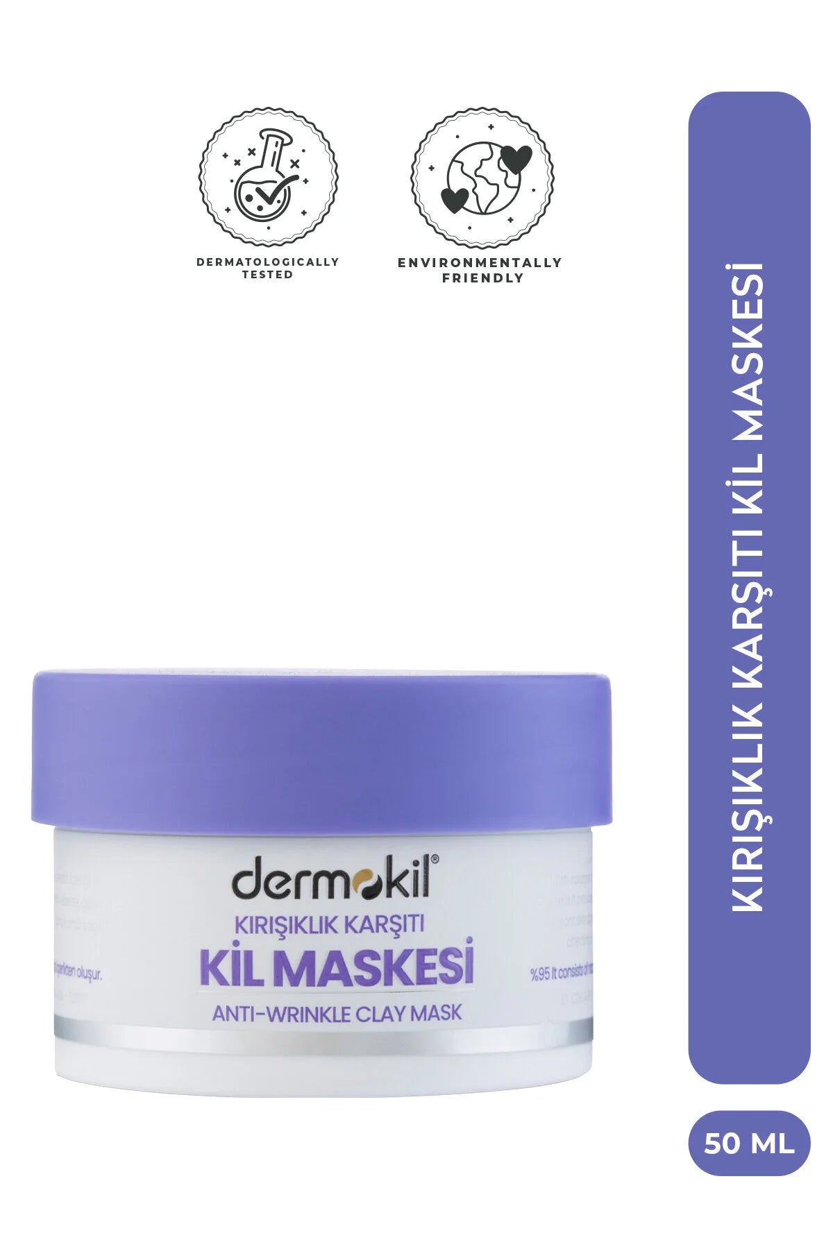 Dermokil Anti-Wrinkle Clay Mask 50 ml | Kleimasker met 2% Collageen & Peptiden | Verzorgt en Verfrist de Huid