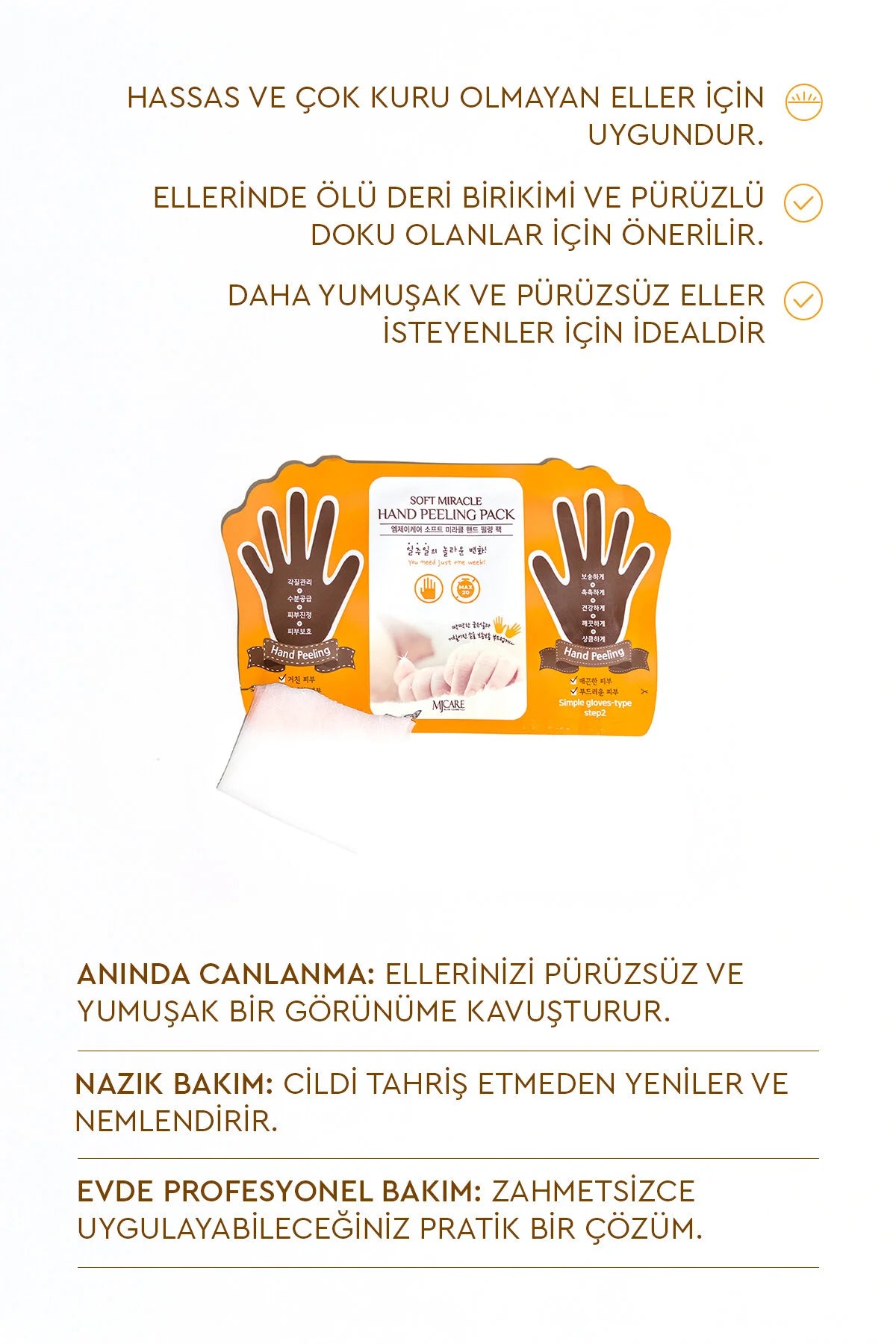 MJ Care Soft Miracle Hand Peeling Pack – Peeling Handmasker – Handschoenenmasker – Exfoliërend & Verzorgend – 1 Paar