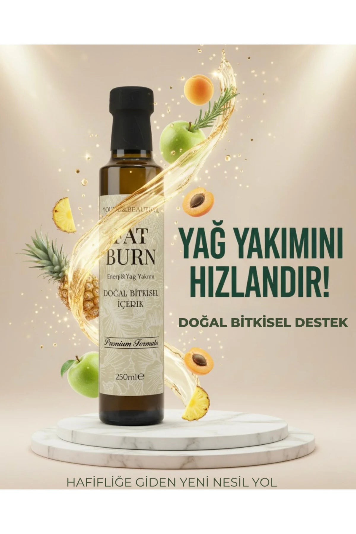 Young & Beautiful Natural Botanical Blend - Fat Burn - Bevat 13 Vruchten & Plantenextracten - 1 Fles van 250 ml - Natuurlijk Product - Plantaardige Formule - Ondersteuning voor Vitaliteit en lichtheid