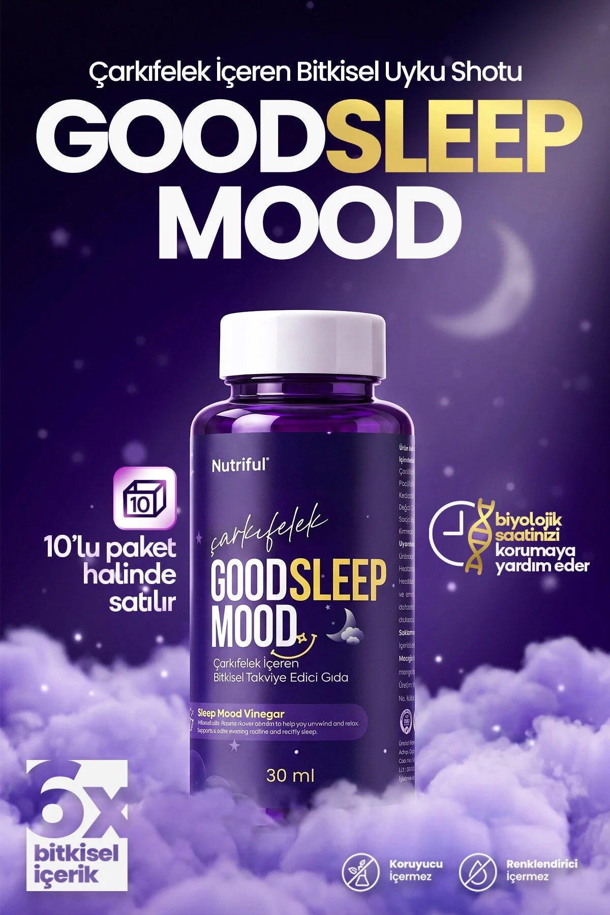 Nutrifull Good Sleep Mood – Kruiden Shot met Passiebloem, Valeriaan & Citroenmelisse – Bosvruchtensmaak – 10 x 30 ml