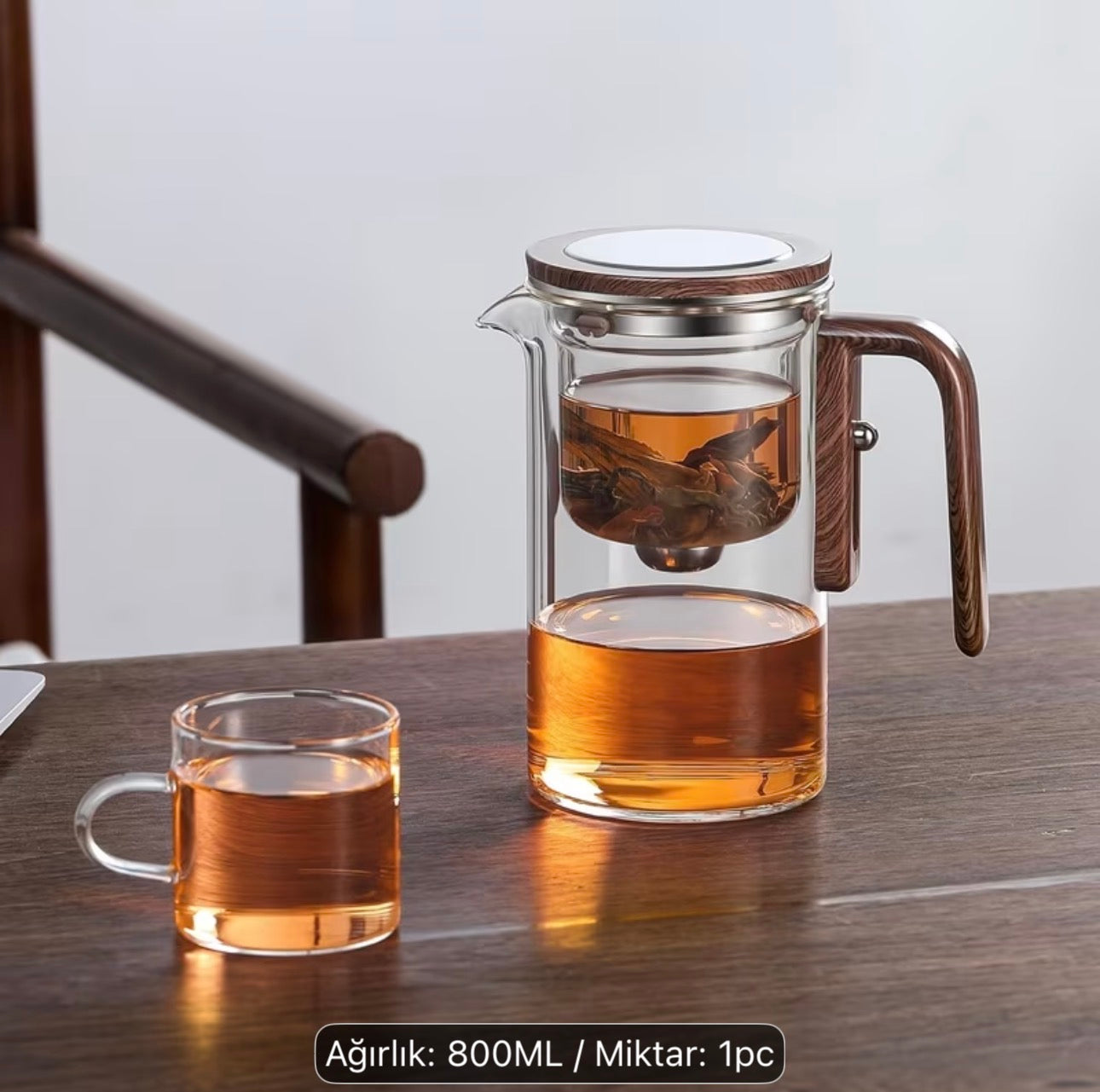 Magnetic Glass Teapot 800 ml – Glazen Theepot met Filter – Magnetisch Deksel – Hittebestendige Theekan