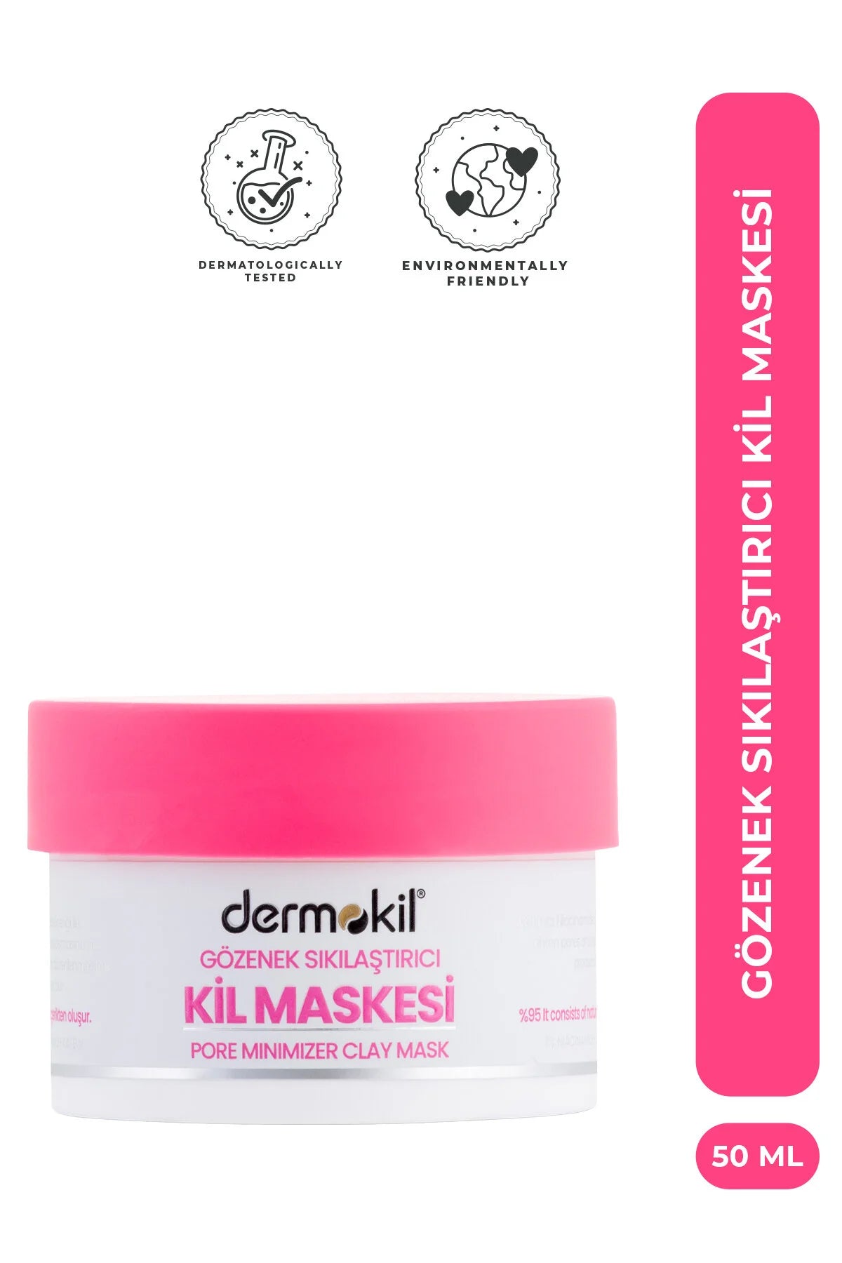Dermokil Pore Minimizer Clay Mask 50 ml | Gezichtsmasker met Niacinamide & Cafeïne | Voor Vette en Gemengde Huid
