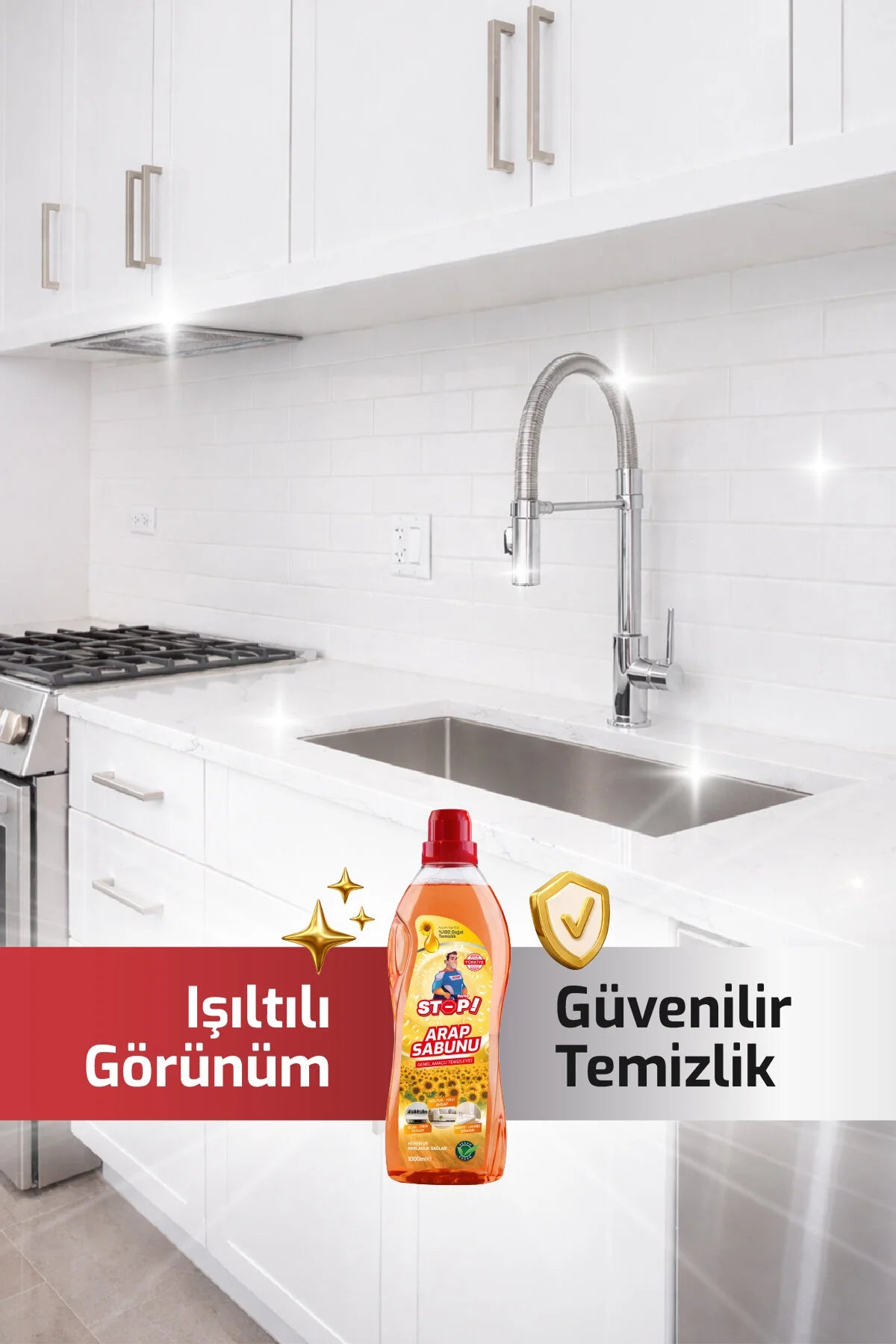 Stop Forte Arabische Zeep -Arap sabunu met Zonnebloemolie – Allesreiniger voor Vloeren, Tapijt, Meubels, Keuken & Badkamer – 1000 ml