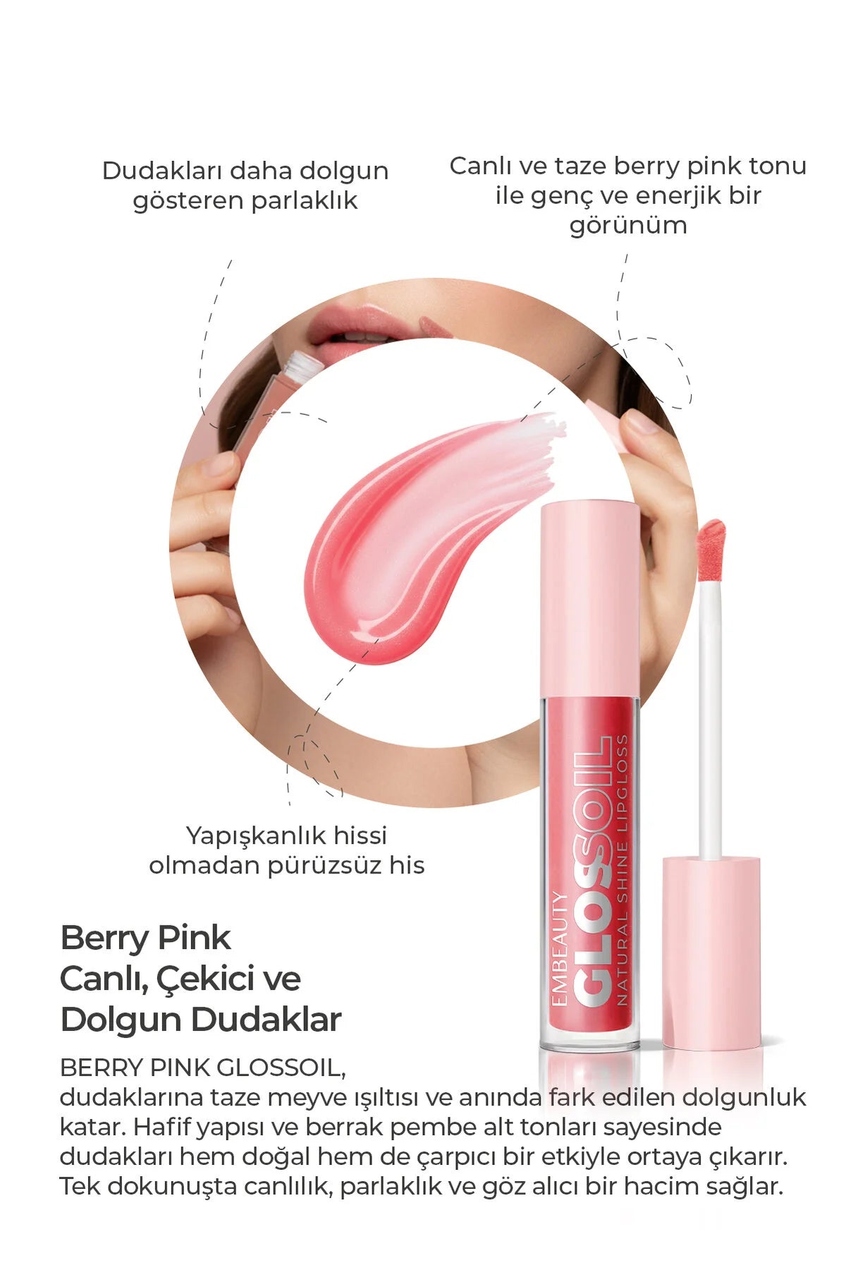 Embeauty Gloss Oil Lip Gloss 03 Berry Bloom – Natural Shine – Rode Glanzende Lipgloss