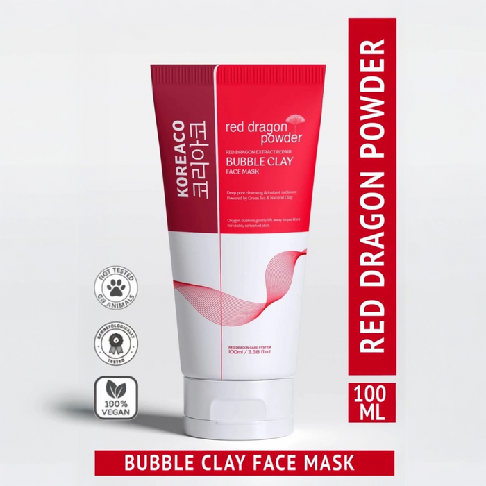 KOREACO Red Dragon Bubble Clay Face Mask 100ml – Diepe Poriënreiniging & Verfrissende Gezichtsmasker