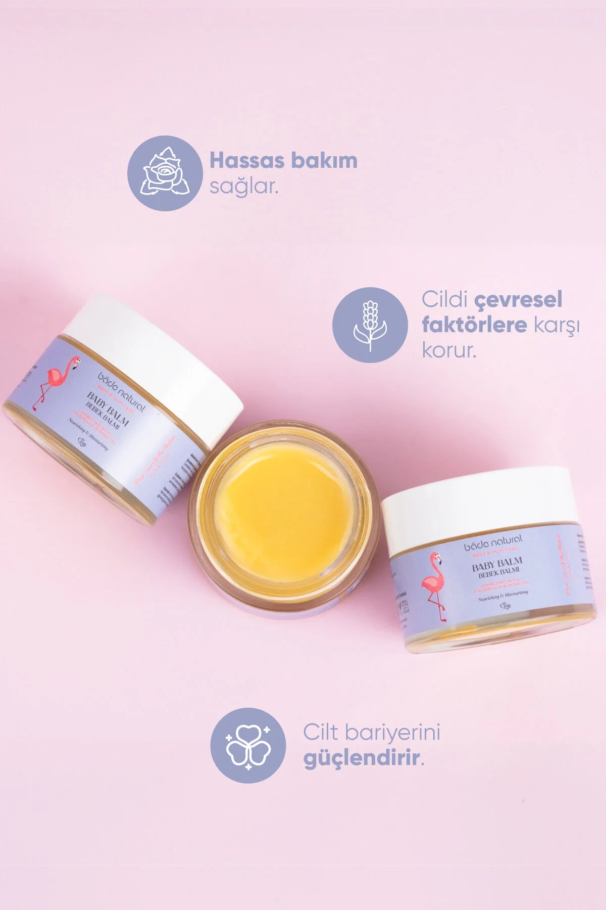 Bade Natural Baby Balm 50 ml | Voedende Babybalsem met Calendula, Rozenolie en Lavendelolie
