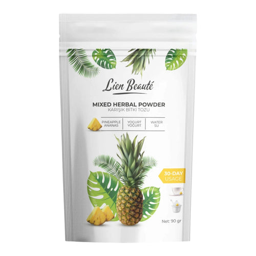Lien Beauté Mixed Herbal Powder Ananas 90 g - Kruidenpoeder met Groene Thee & Mate - 30 Dagen Gebruik