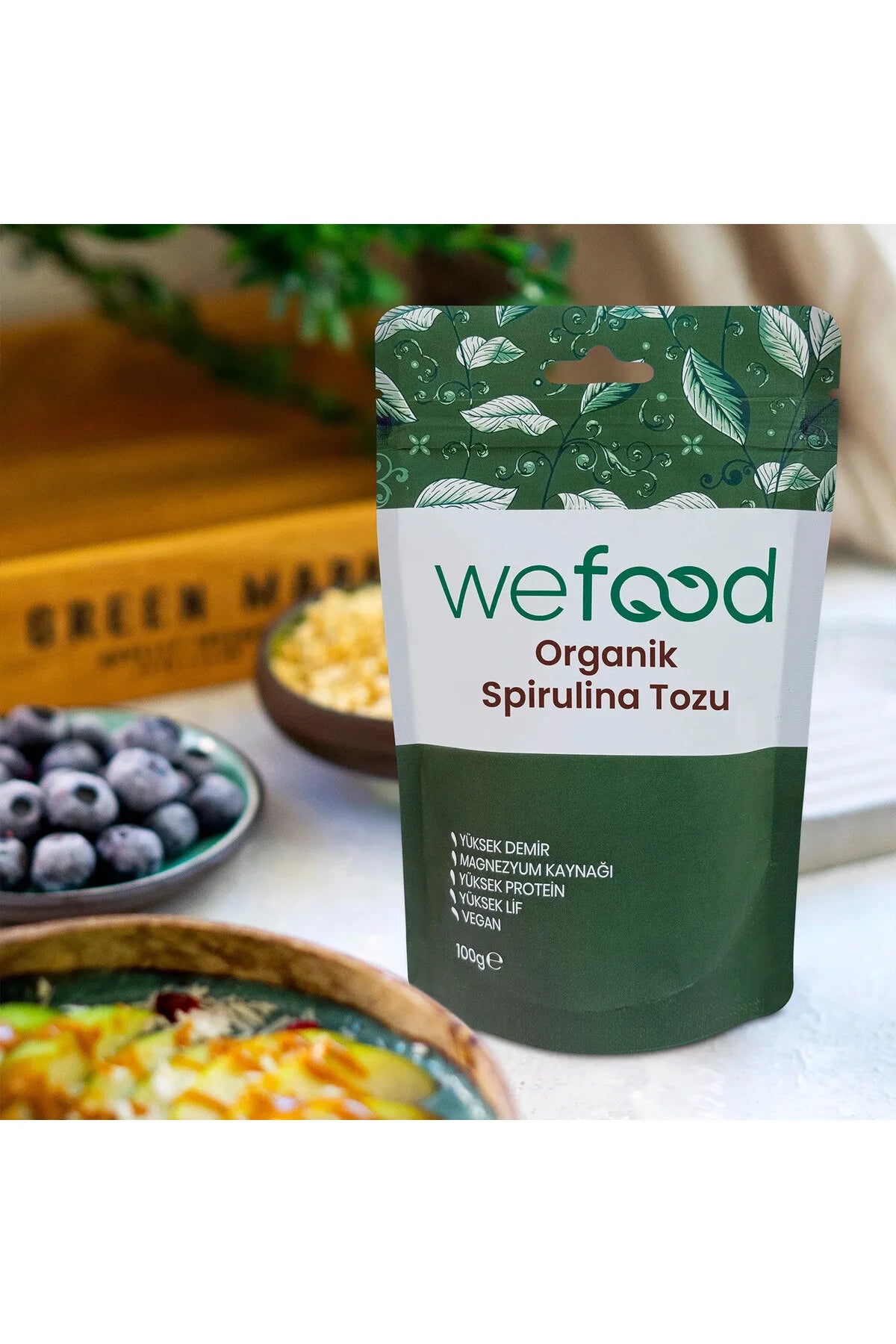 Wefood Spirulina Poeder – 100% Spirulina – Vegan – Eiwitrijk & Vezelrijk – 100 g
