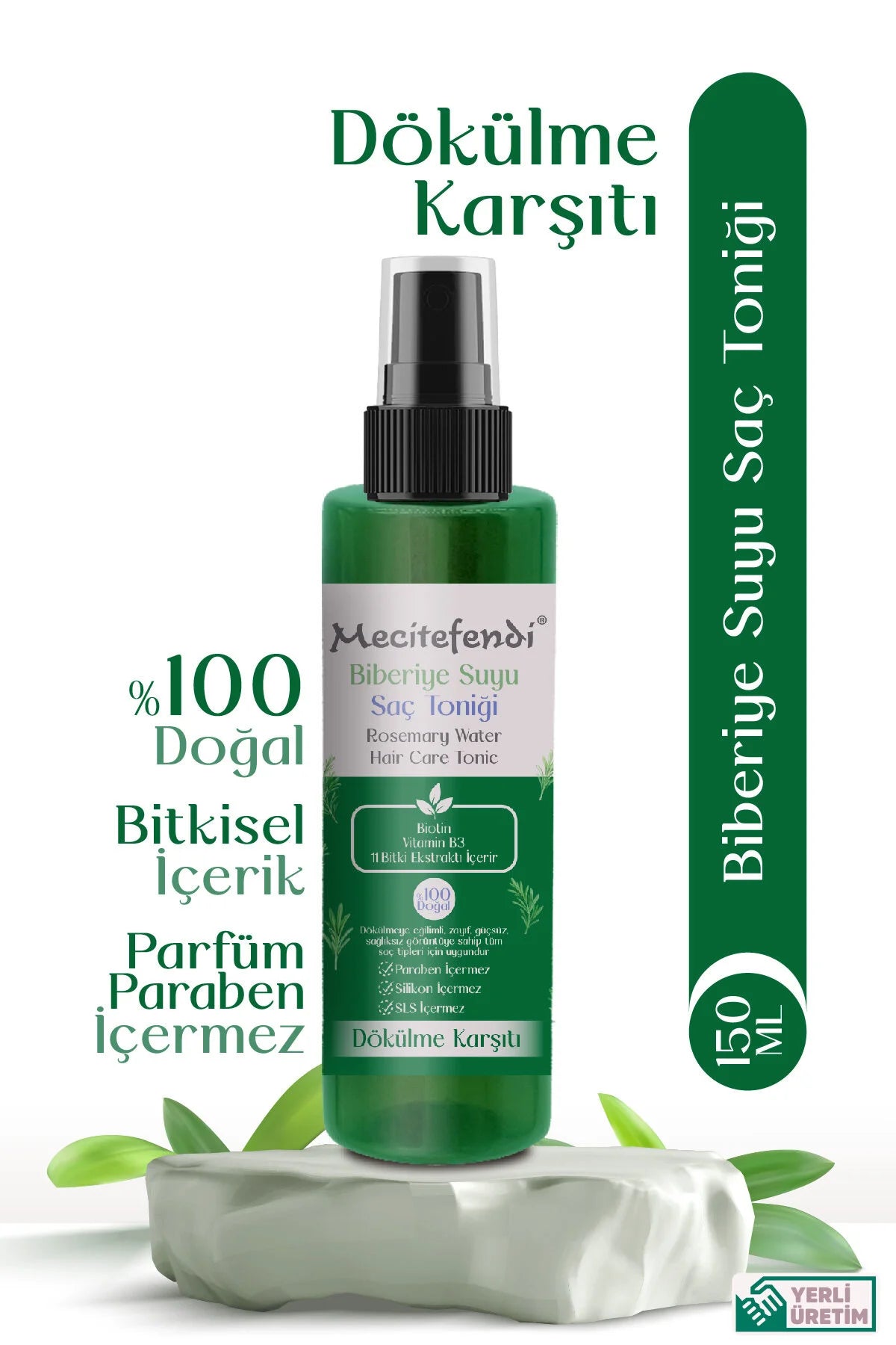 Mecitefendi Rosemary Water Hair Care Tonic 150ml | Biberiye Suyu Saç Toniği Biotin & Vitamin B3