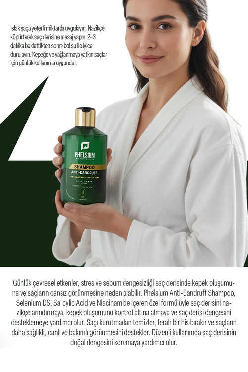 Phelsium Anti-Roos Shampoo – Selenium Sulfide, Salicylzuur & Niacinamide – Voor Roosgevoelig Haar – 500 ml