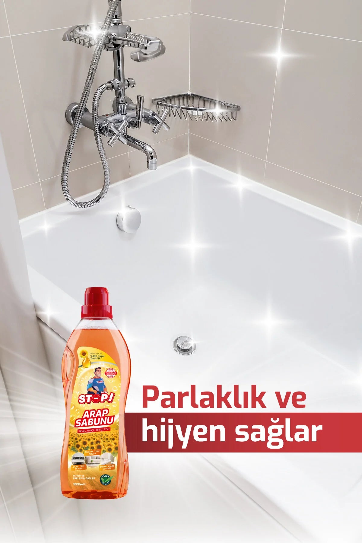 Stop Forte Arabische Zeep -Arap sabunu met Zonnebloemolie – Allesreiniger voor Vloeren, Tapijt, Meubels, Keuken & Badkamer – 1000 ml