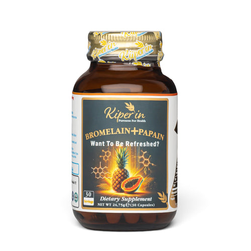 Kiperin Bromelain + Papain – Bromelaïne 500 mg & Papaïne 200 mg – 2500 GDU – Voedingssupplement – 30 Capsules