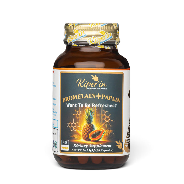Kiperin Bromelain + Papain – Bromelaïne 500 mg & Papaïne 200 mg – 2500 GDU – Voedingssupplement – 30 Capsules