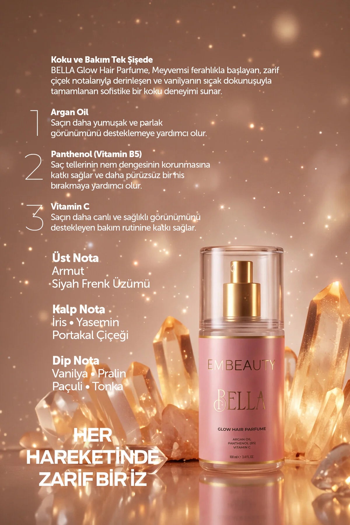 Embeauty Bella Glow Haarparfum – Met Arganolie, Panthenol B5, Vitamine C & Keratine – 100 ml