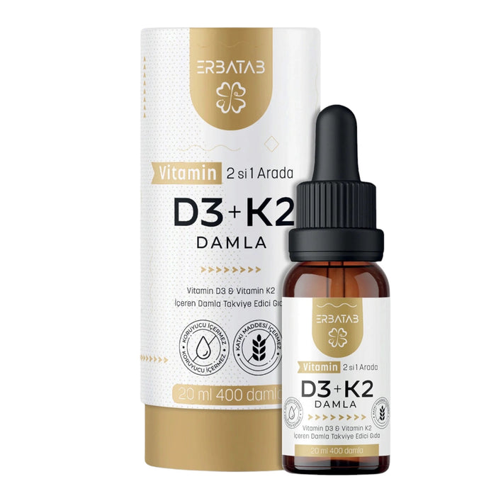ERBATAB Vitamine D3 + K2 Druppels 2 in 1 - 20 ml & 400 druppels