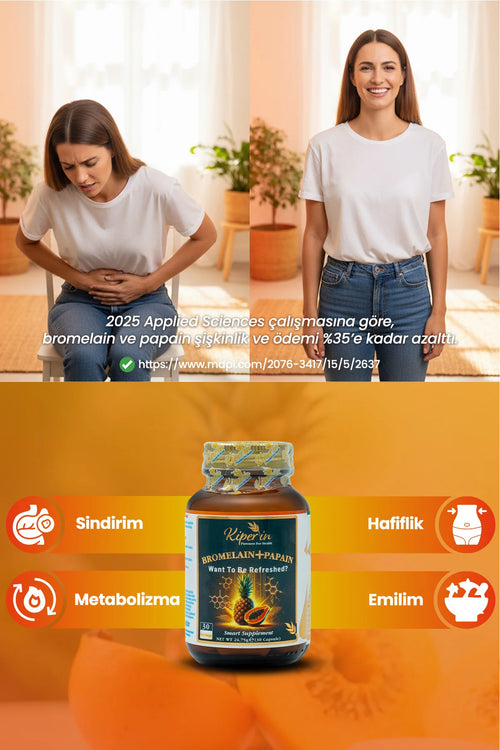 Kiperin Bromelain + Papain – Bromelaïne 500 mg & Papaïne 200 mg – 2500 GDU – Voedingssupplement – 30 Capsules