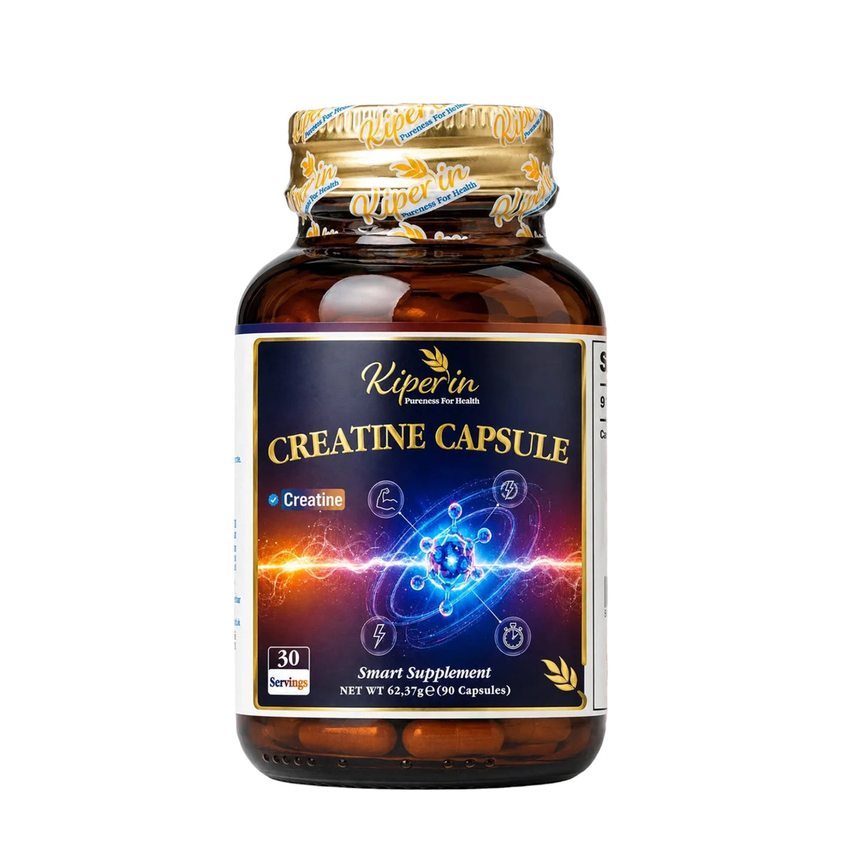 Kiperin Creatine Capsules – Creatine Monohydraat – 1500 mg per Dagdosering – 90 Capsules – 30 Porties