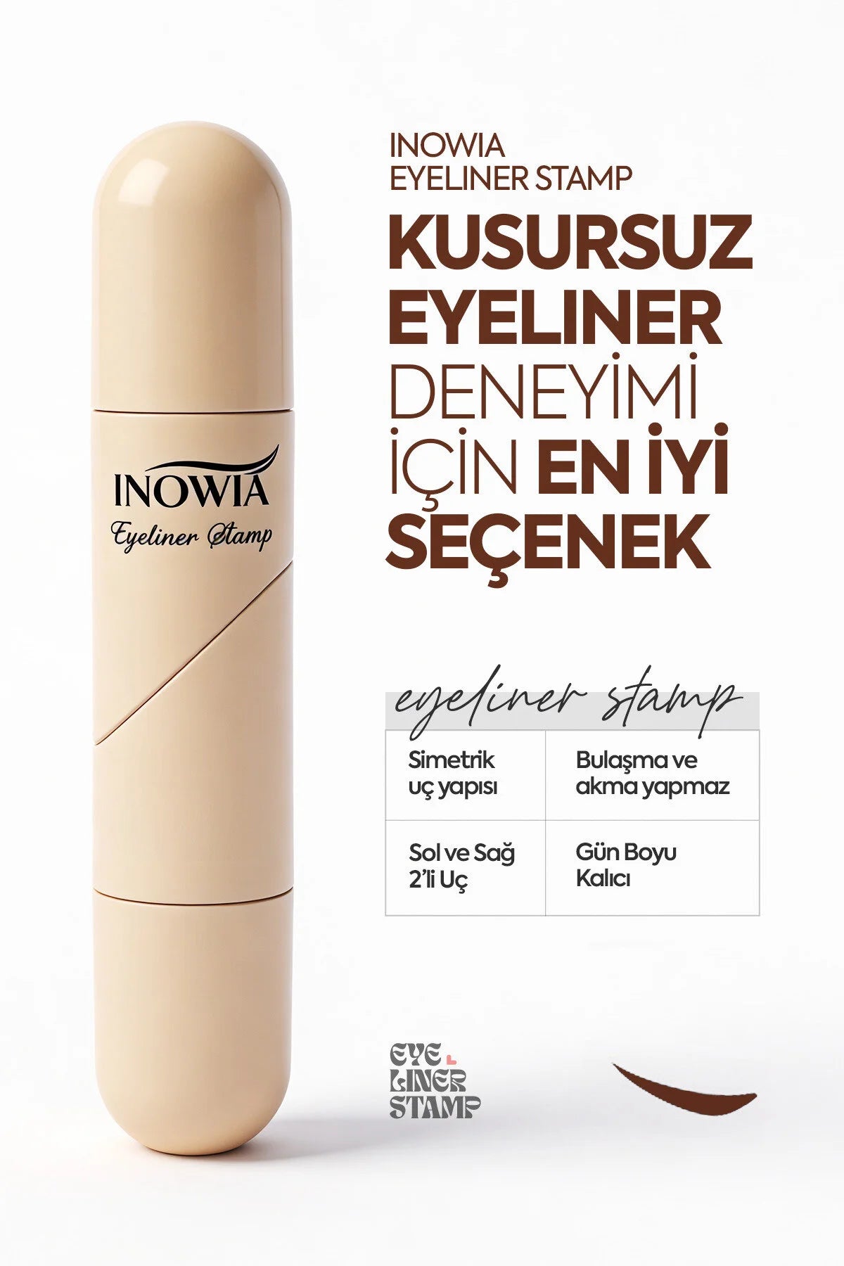 Inowia by Yuza Beauty Eyeliner Stamp – Waterproof Dual Stamp – Intense Brown / Kahverengi