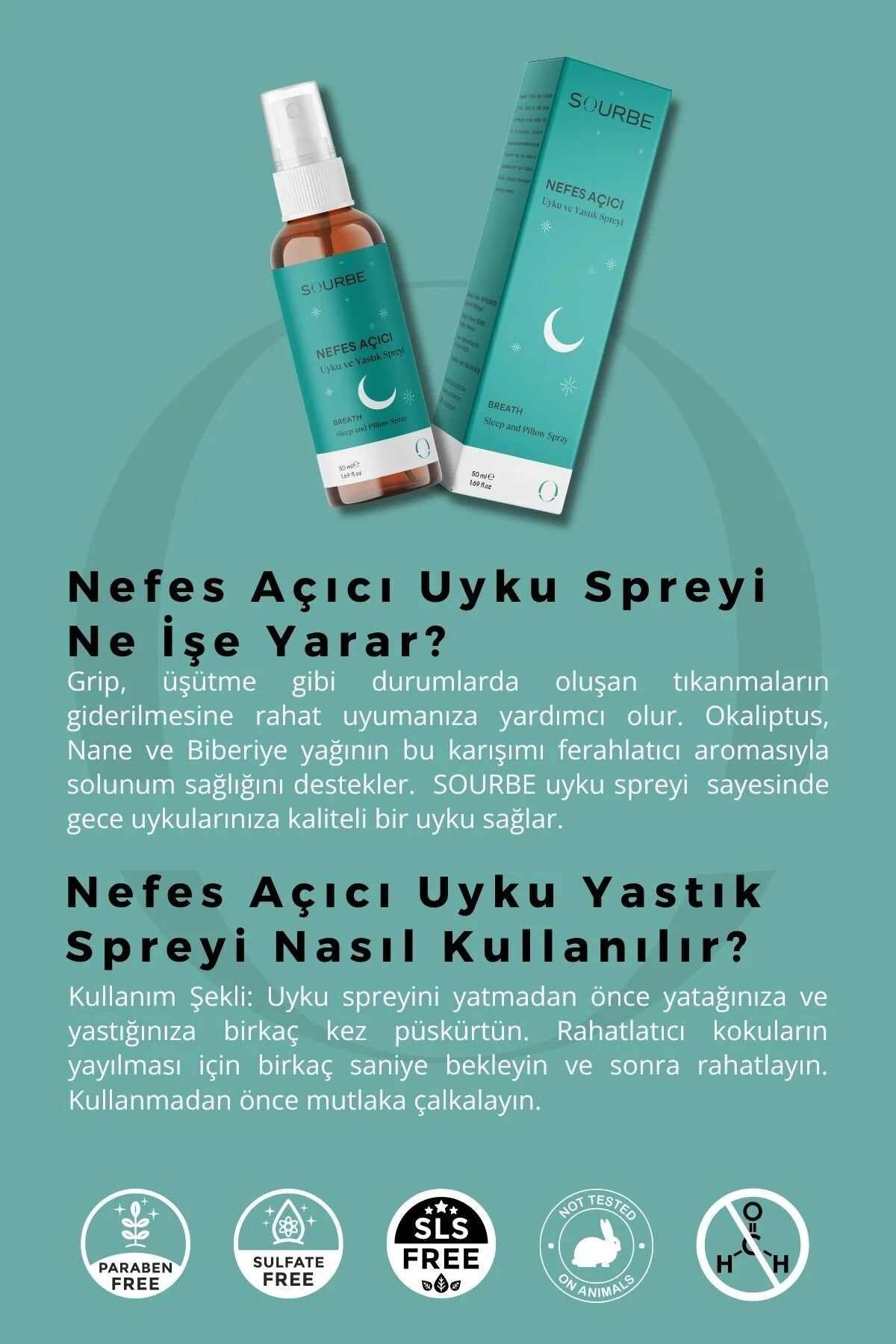 Sourbe Neusverfrisser Slaap & Kussen Spray 50 ml – Natuurlijk Ademhalen & Diepe Slaap