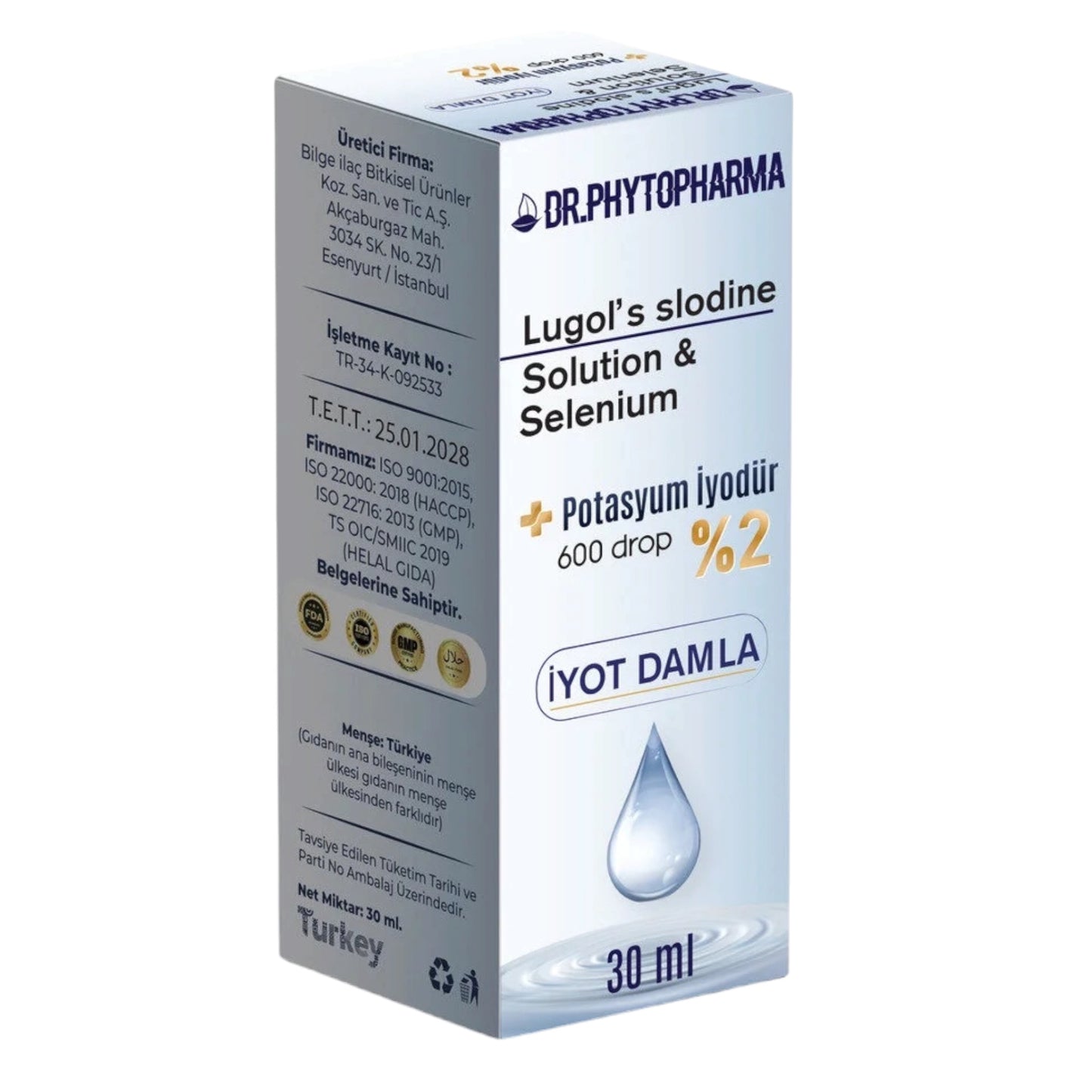 Dr. Phytopharma Jodium en Selenium Druppels - Vloeibaar Voedingssupplement - Kaliumjodide & Natriumseleniet - 600 druppels - 30 ml