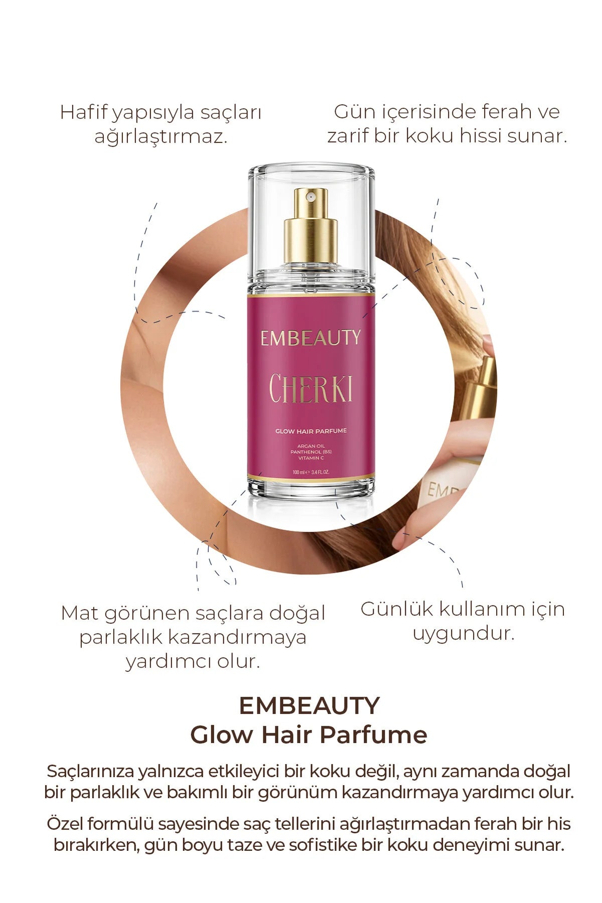 Embeauty Cherki Glow Haarparfum – Met Arganolie, Panthenol B5 & Vitamine C – 100 ml