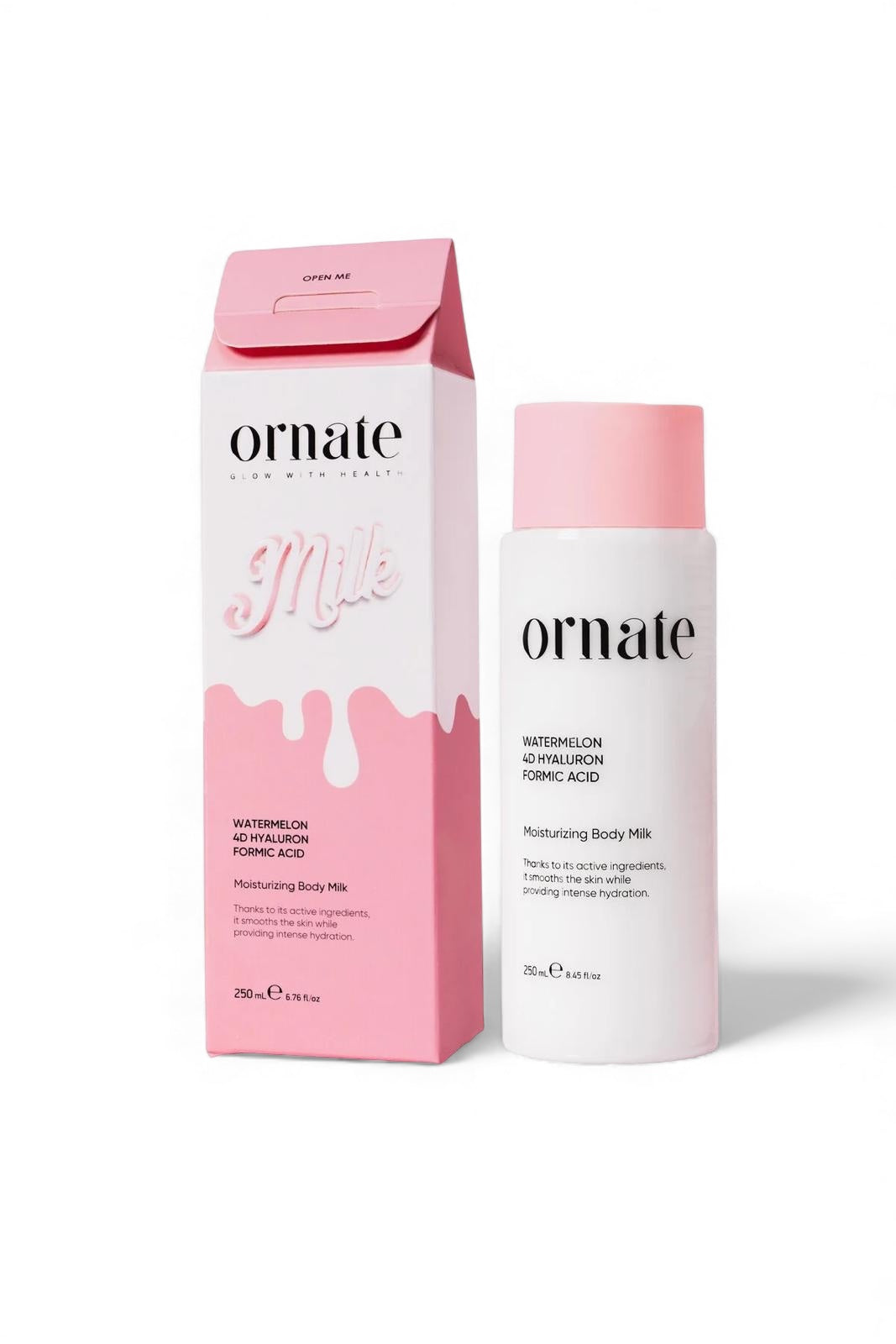 Ornate Intensief Hydraterende Moisturizing Body Milk - Haarverminderend / Hestellend & Verzachtend - Vegan Bodylotion met Watermeloen / Formic Acid & 4D Hyaluronzuur - 250 ml