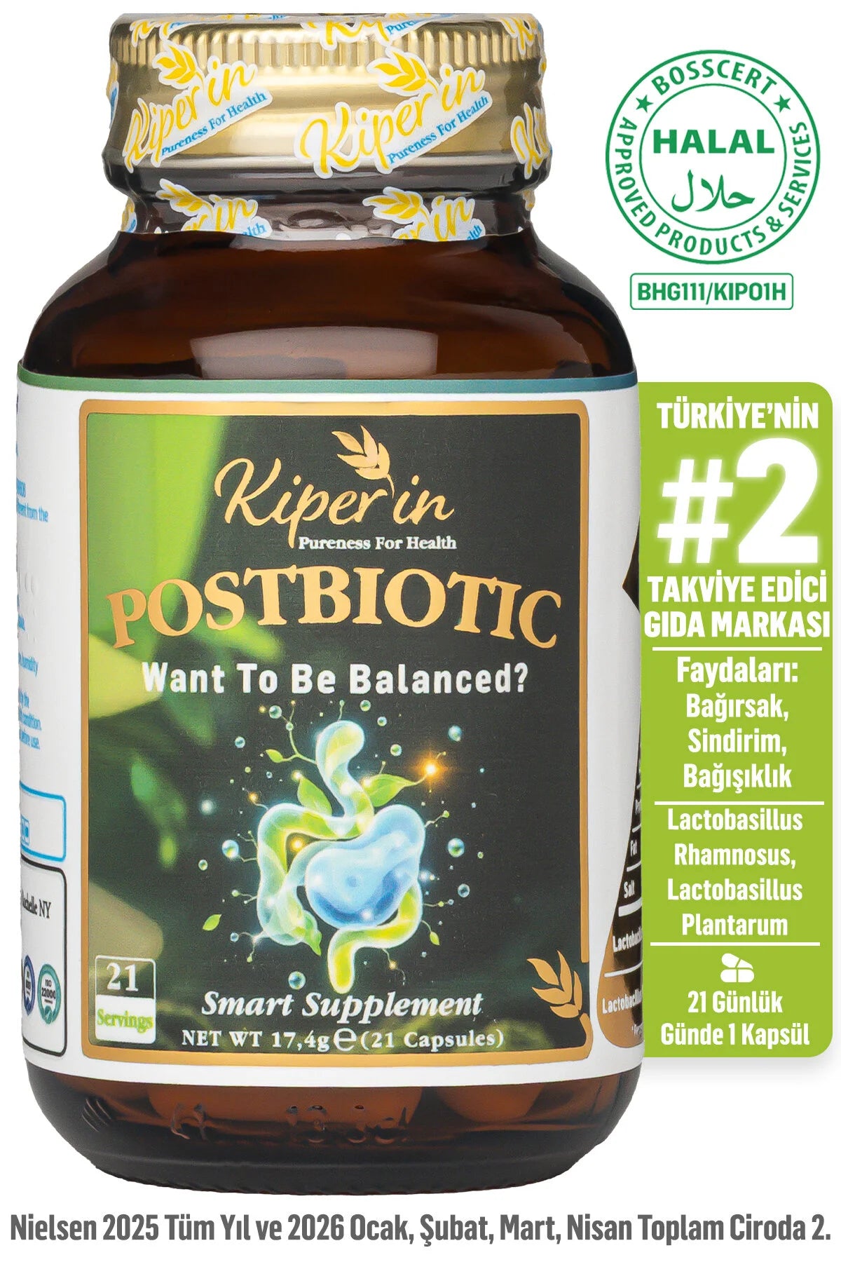 Kiperin Postbiotic 21 Capsules | Lactobacillus Rhamnosus & Lactobacillus Plantarum | 10 Miljard Postbiotische Micro-organismen per Dag