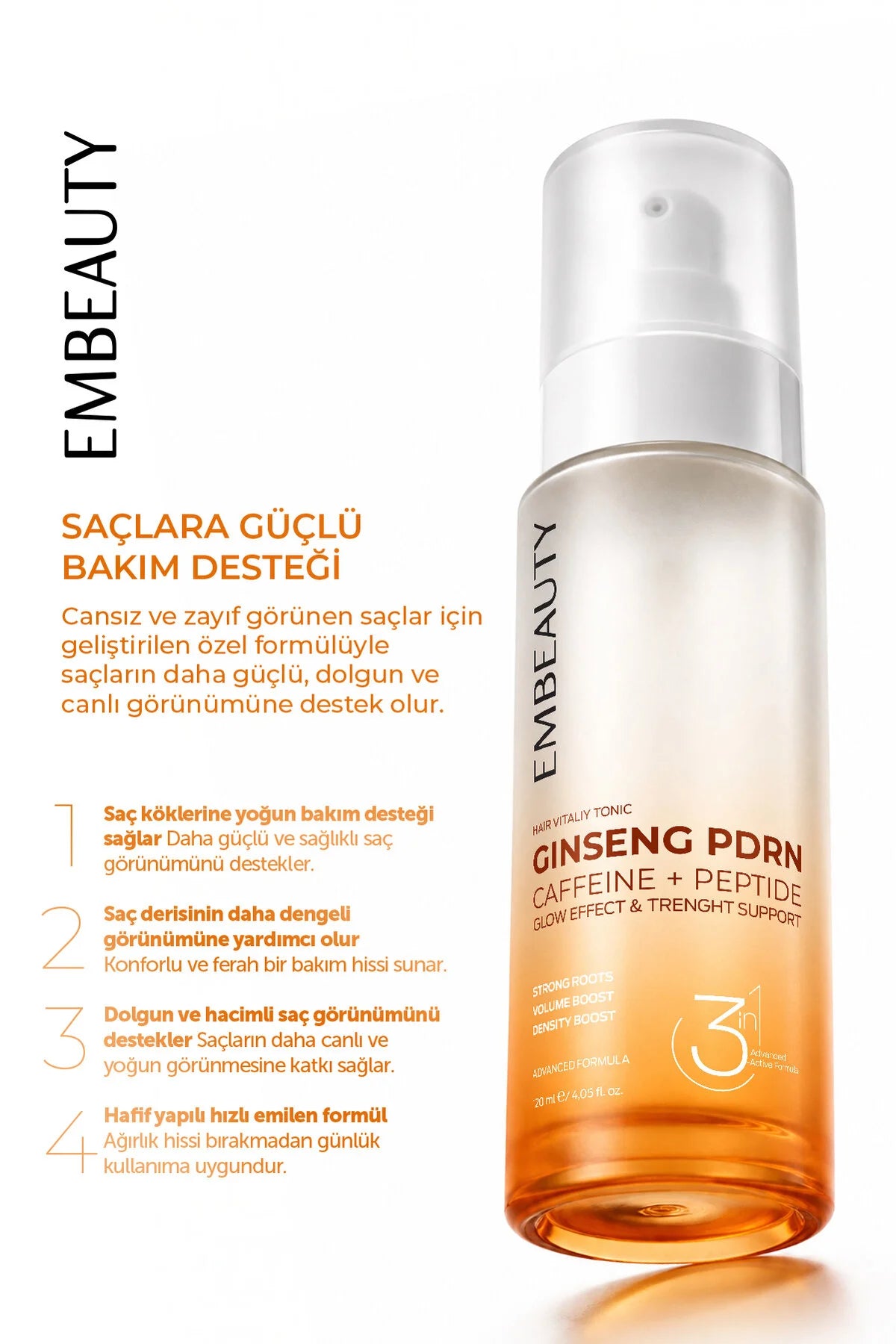 Embeauty Ginseng PDRN Hair Vitality Tonic Caffeine + Peptide 120 ml
