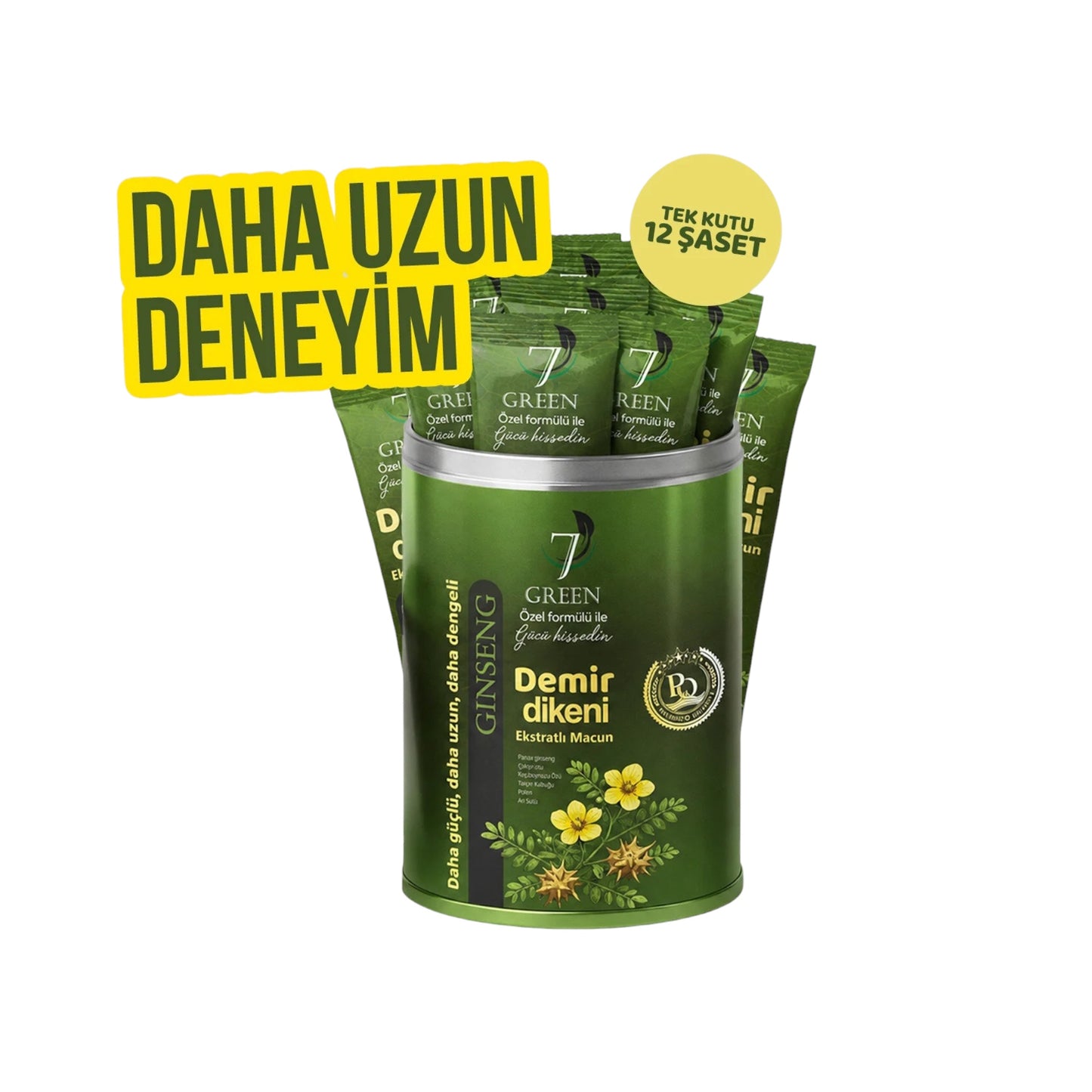 7 Green Demir Dikeni Ekstraktlı Macun – Panax Ginseng, Çakşır Otu, Keçiboynuzu Özü, Polen & Arı Sütü