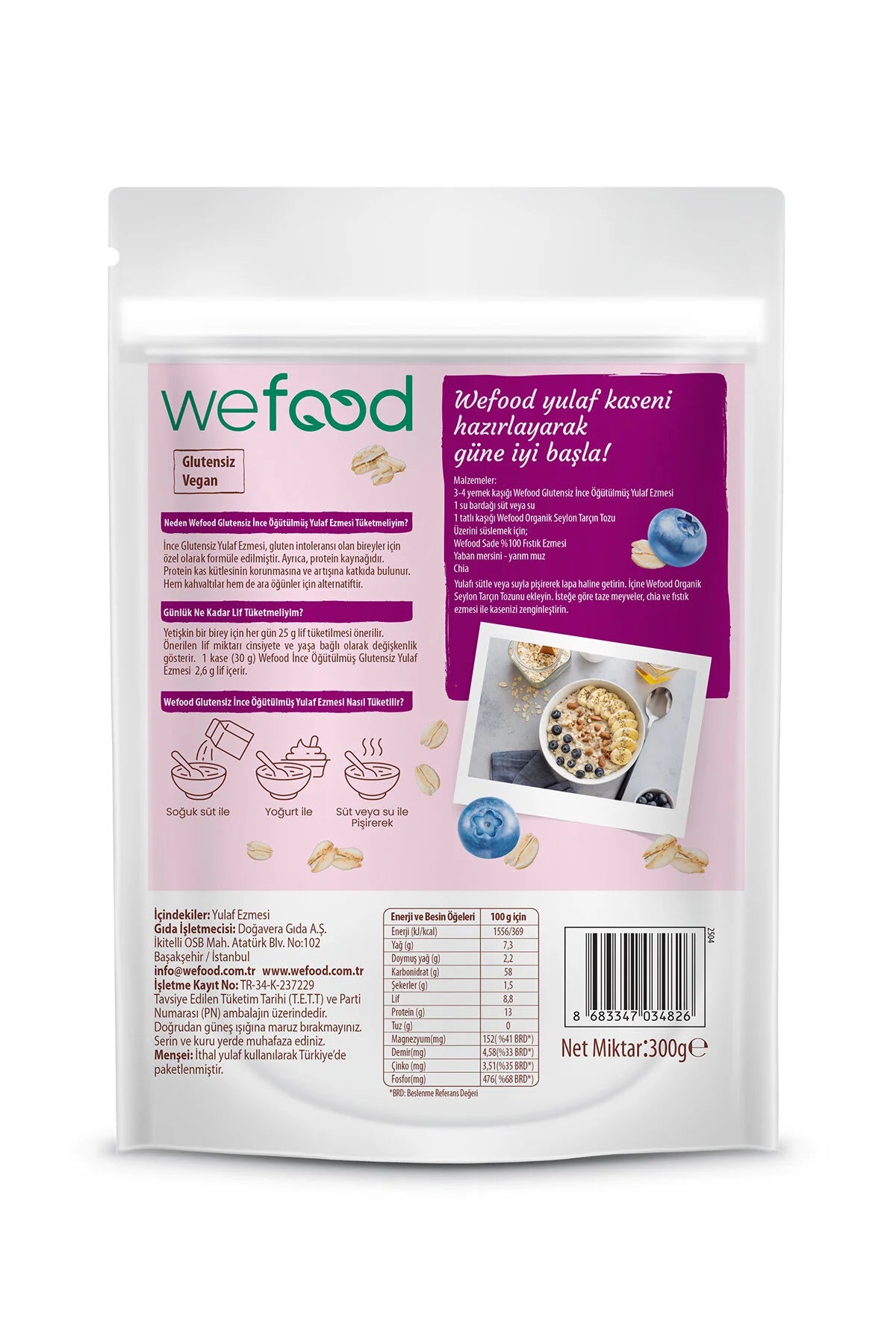 Wefood Glutenvrije Havermout Fijn Gemalen – 300 g – Vezelrijk – Bron van Eiwitten – Vegan