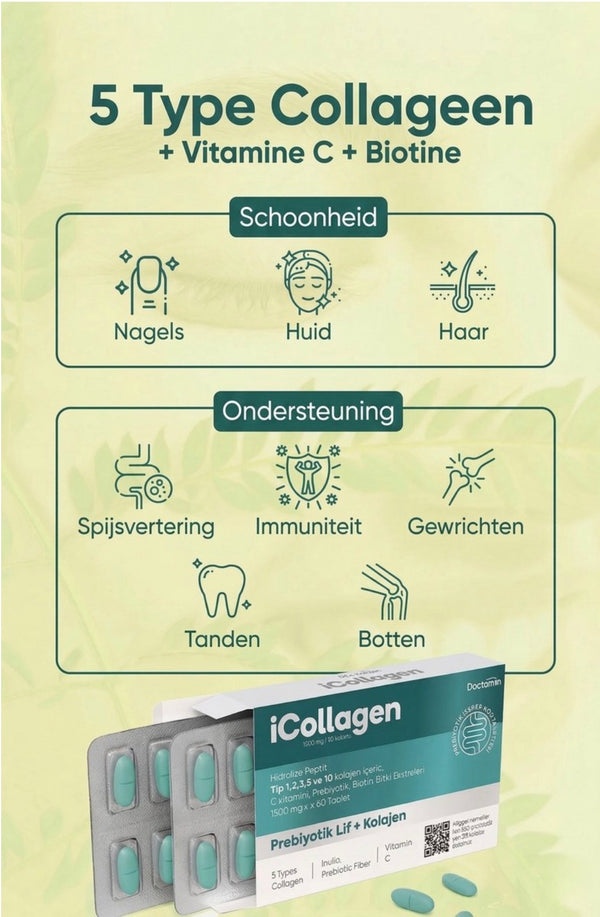 Doctamin iCollagen Collageen Tabletten 1500 mg met Vitamine C – 60 Tabletten