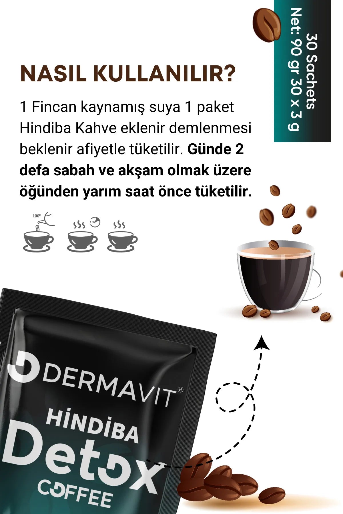 Dermavit Hindiba Detox Form Koffie met Chiazaad 30 stuks