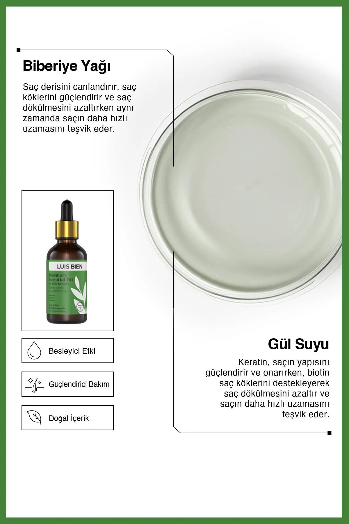 Luis Bien Rosemary Essential Oil for Healthy Hair Growth - Haarserum - Ondersteunt Haargroei en Voeding - Glanzend & Vol haar - Verrijkt met Rozemarijn etherische olie - Biotine - Keratine - Anti-uitval & Intensieve Voedende Verzorging - 30 ml