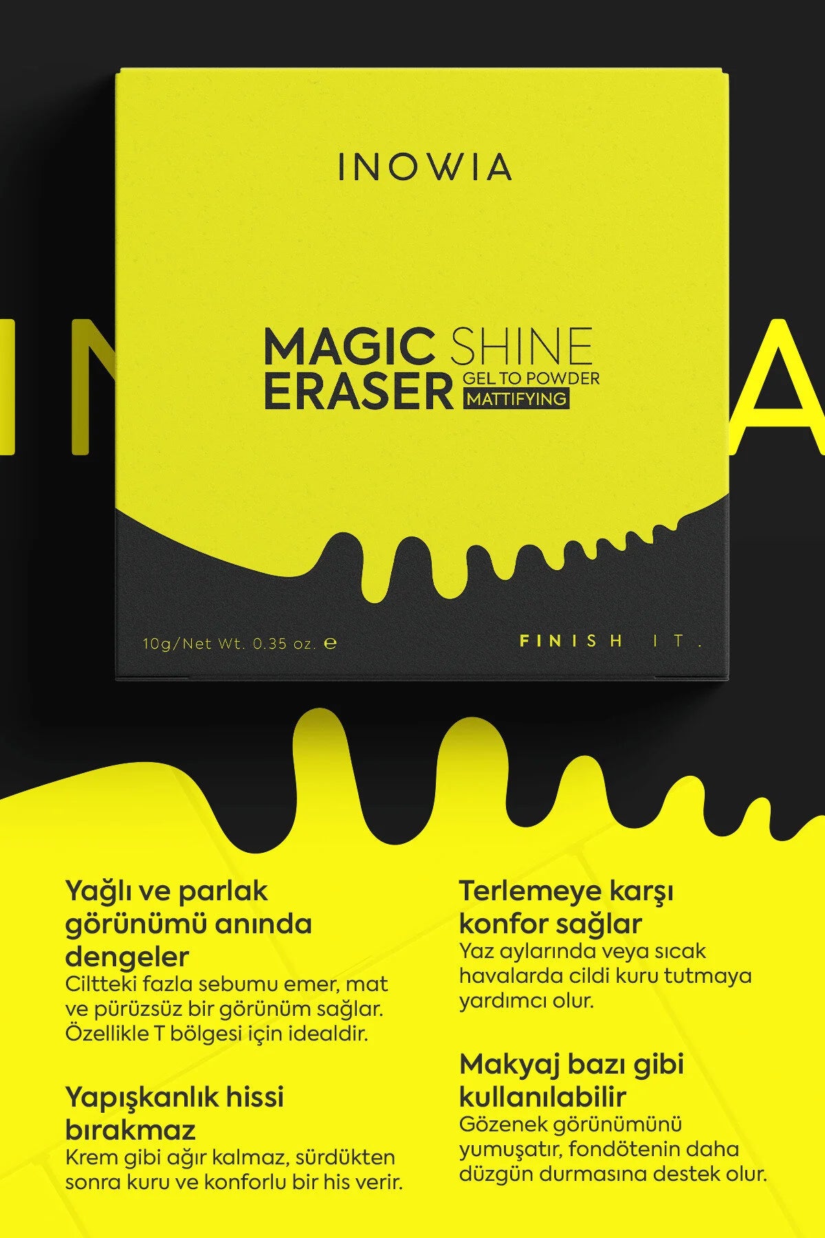 Inowia Magic Shine Eraser Gel to Powder – Mattifying Face Powder – 10 g – Vegan