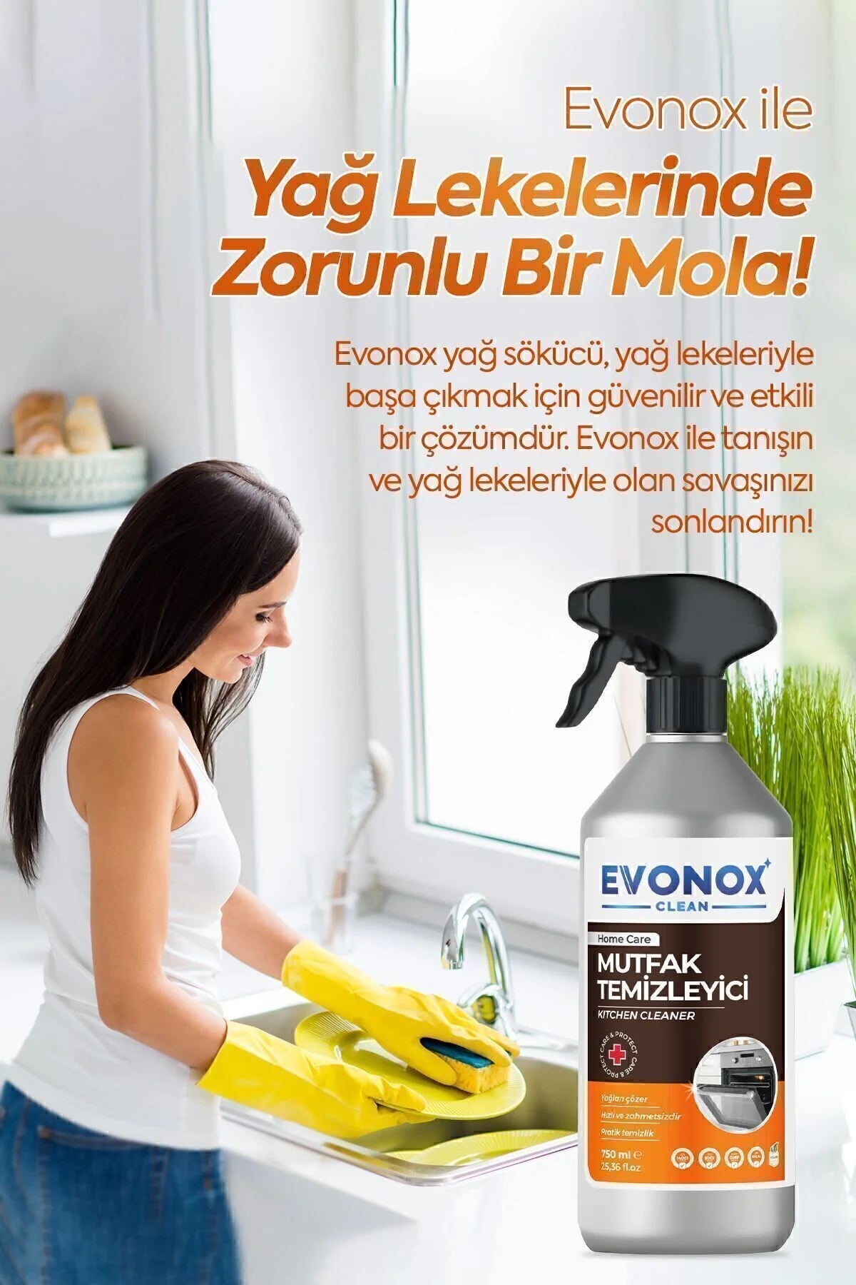 Evonox Clean Keukenreiniger – Krachtige Ontvetter – Vetverwijderaar voor Keuken, Oven en Fornuis – 750 ml