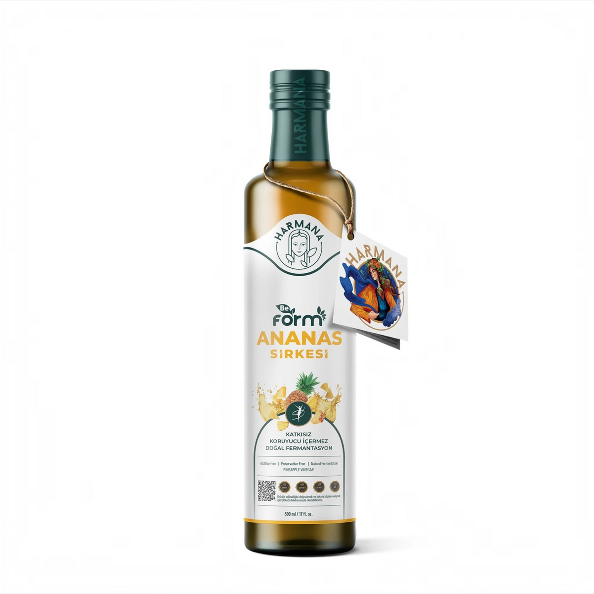 Harmana BeForm Ananas Sirkesi – Ananasazijn – Natuurlijk Gefermenteerd – Ongefilterd & Ongepasteuriseerd – 500 ml