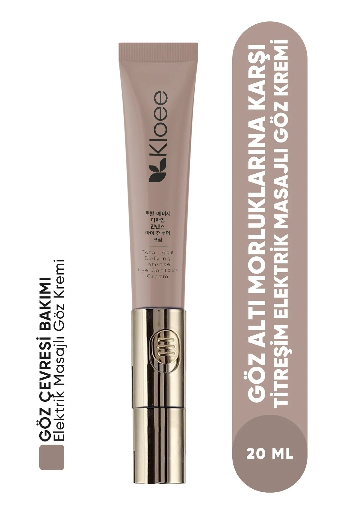 Kloee - Age Defying Intense Eye Contour Cream - Oogcontourcreme tegen Veroudering - Elektrische massage oogcreme - Anti-aging en anti-rimpel vibrerende elektrische massagecrème voor donkere kringen en donkere kringen onder de ogen (20 ml)