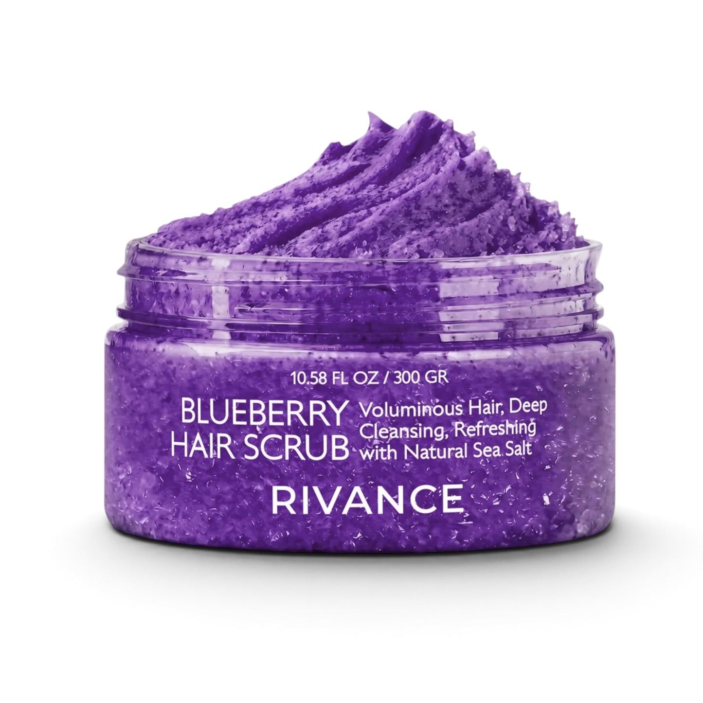 Rivance Blueberry Hair Scrub 300 g – Diep Reinigende Hoofdhuid Scrub met Zeezout & Bosbessenextract