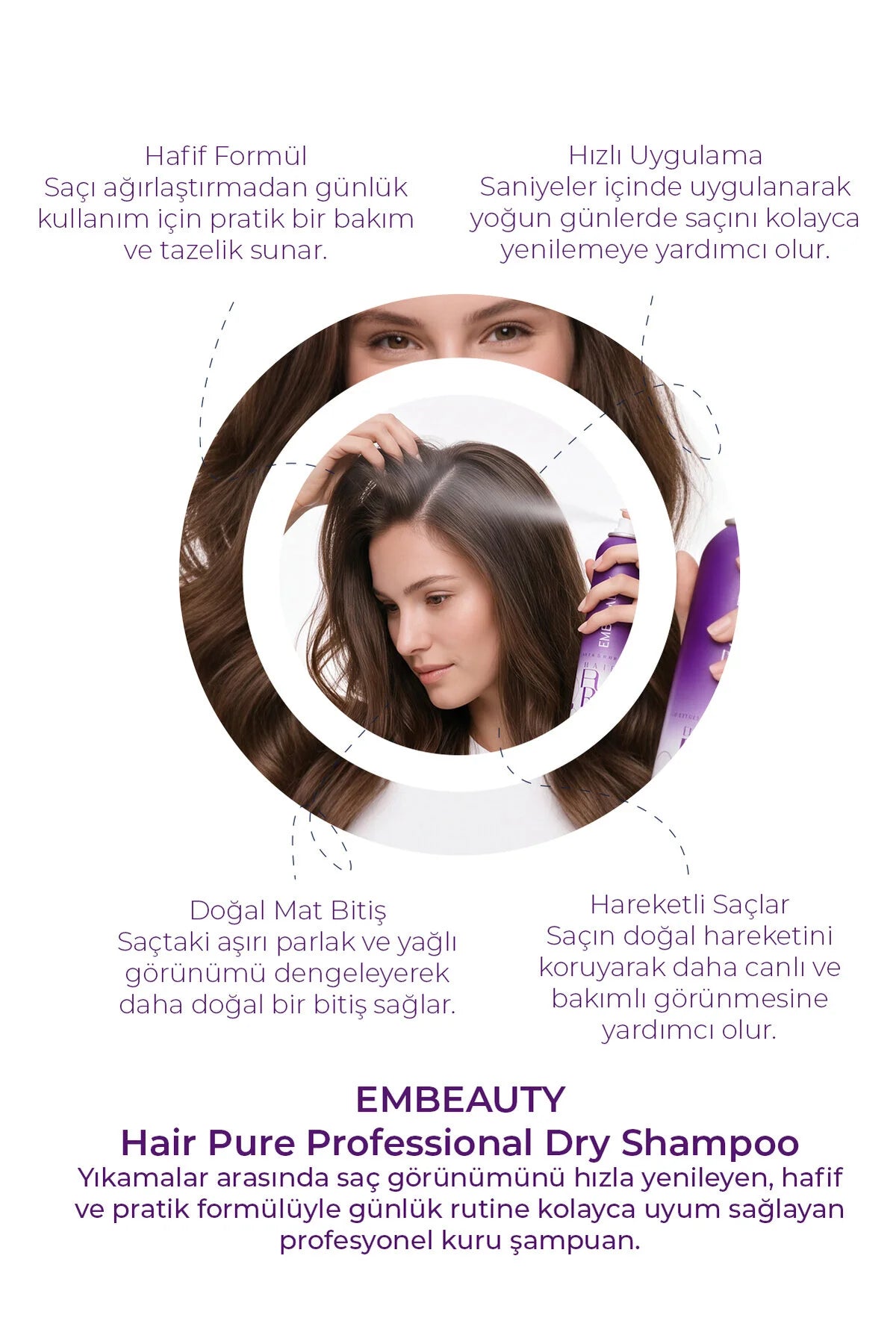 Embeauty Professional Hair Pure Droogshampoo – Dry Shampoo voor Directe Frisheid & Volume – Absorbeert Overtollig Vet – Matte Finish – 200 ml