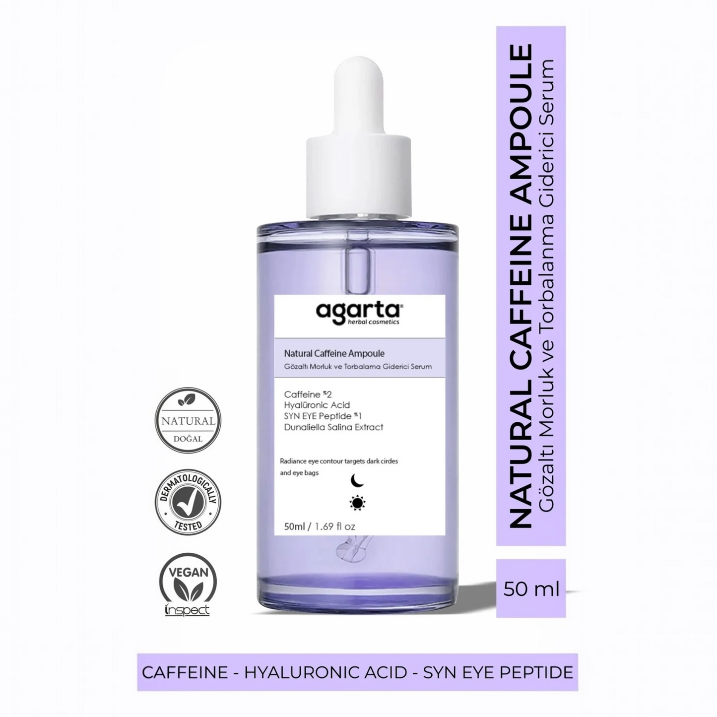 Agarta Natural Caffeine Ampoule 50ml | Oogserum tegen Donkere Kringen en Wallen