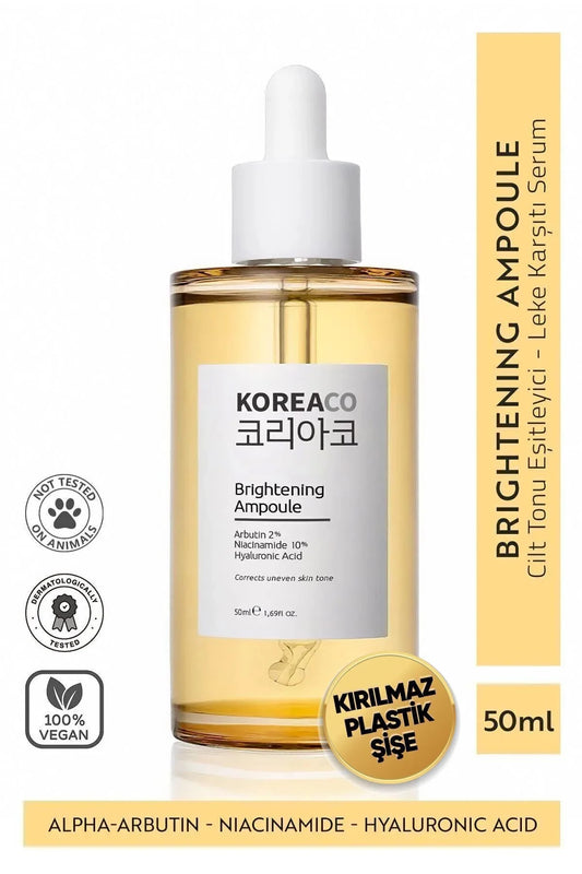 KOREACO - Brightening Ampoule, Verlichtend Ampul, Huidtint - Equalizer - Serum tegen puistjes, Anti-Vlek & Huidskleur Egaliserend Alle huidtypes, 50 ml