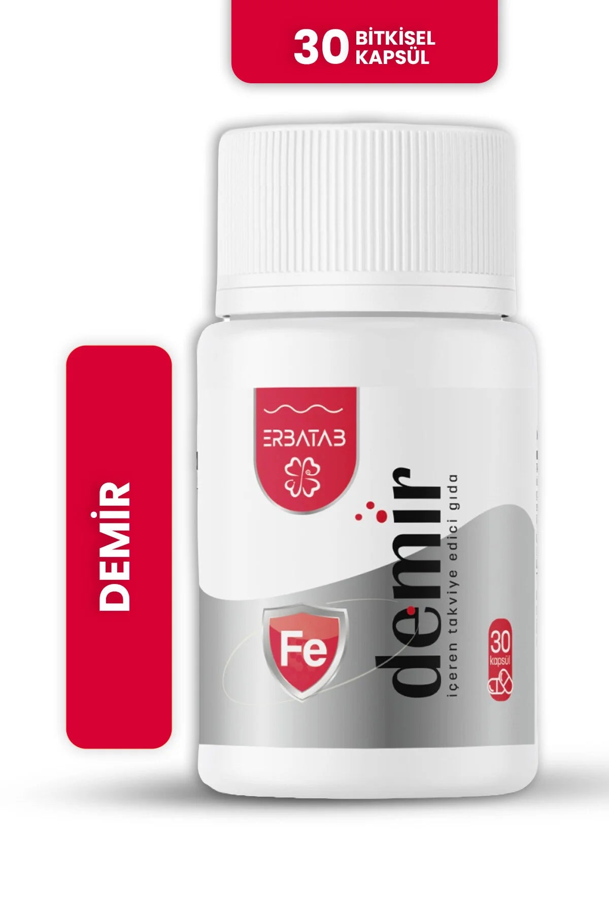 Erbatab Demir – IJzer Supplement 16 mg – Micro-ingekapseld IJzer – 30 Capsules – 1 Maand Voorraad